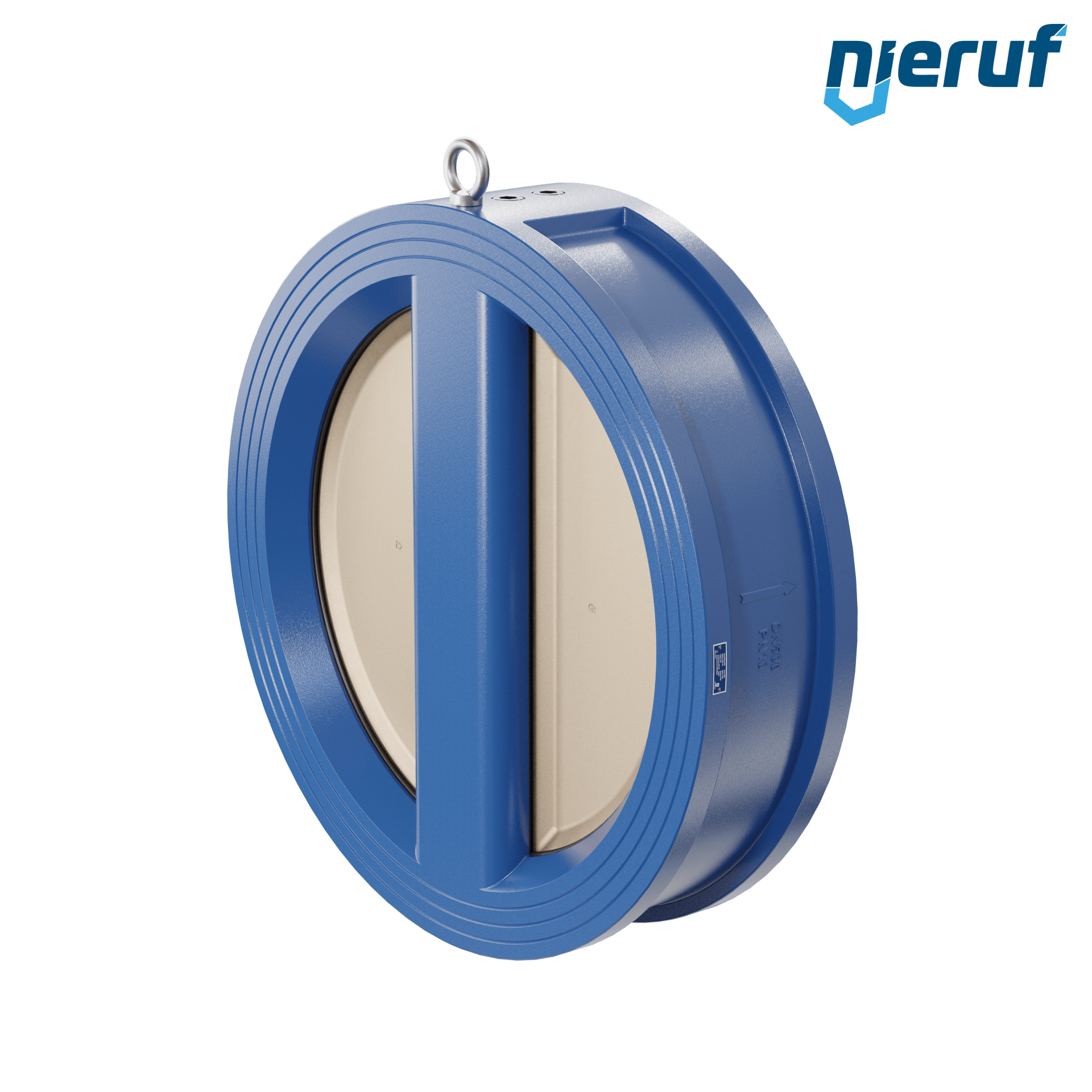 valvola di ritegno a doppio battente DN500 ANSI150 DR04 ANSI 150 GGG40 con rivestimento epossidico blu 180µm  FKM