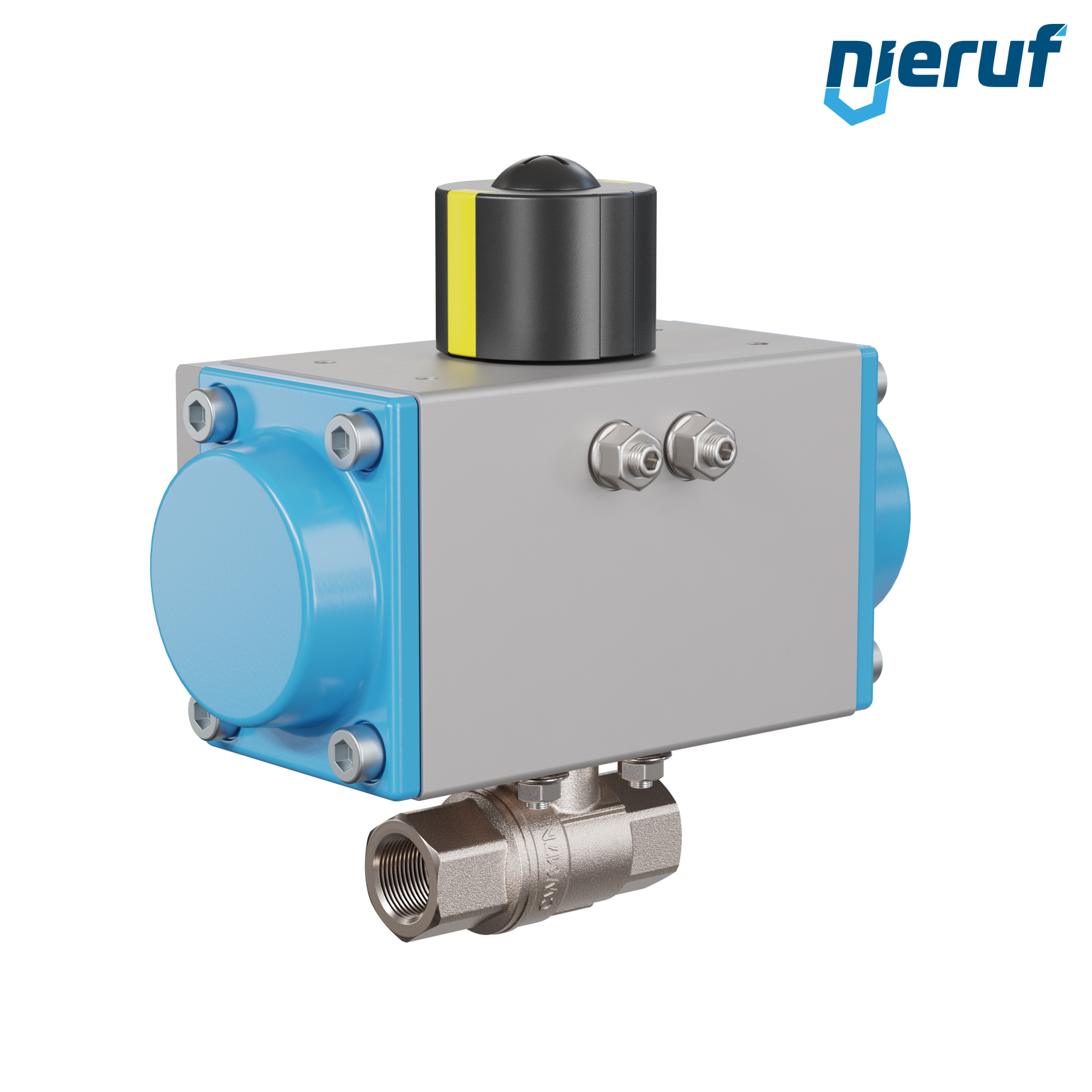 valvola a sfera automatica con manicotto DN10 - 3/8" pollici azionamento rotativo pneumatico a effetto semplice apertura a molla PK01