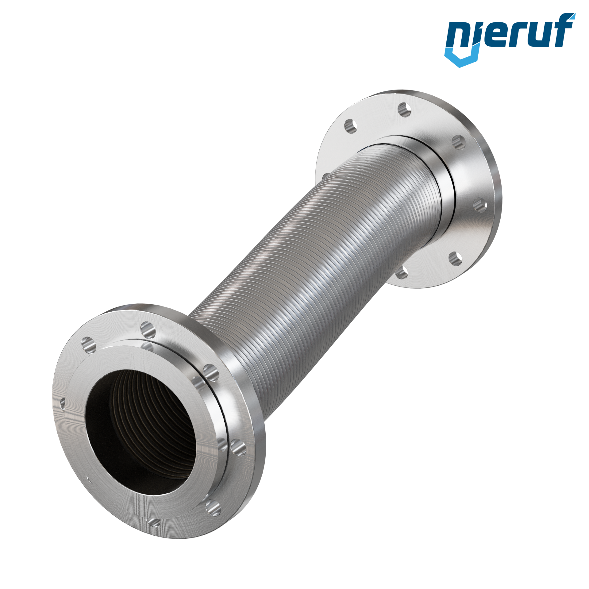 Tubo corrugato in acciaio inossidabile ES01 DN125 - 5" pollici con treccia doppia e flangia girevole Lunghezza 1000 mm
