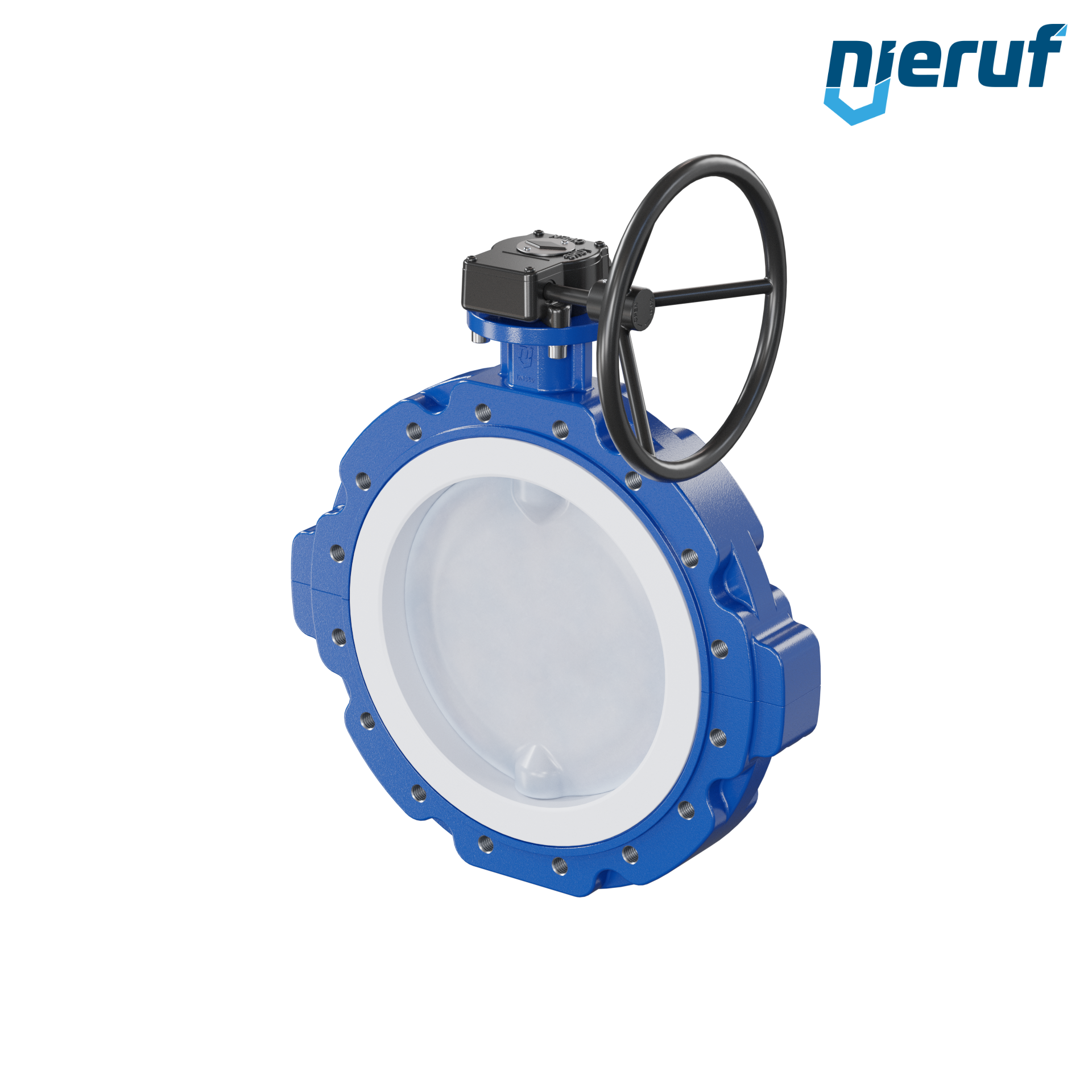 valvola a farfalla PFA PTFE AK10 DN350 PN10 volantino manuale inserto in FKM