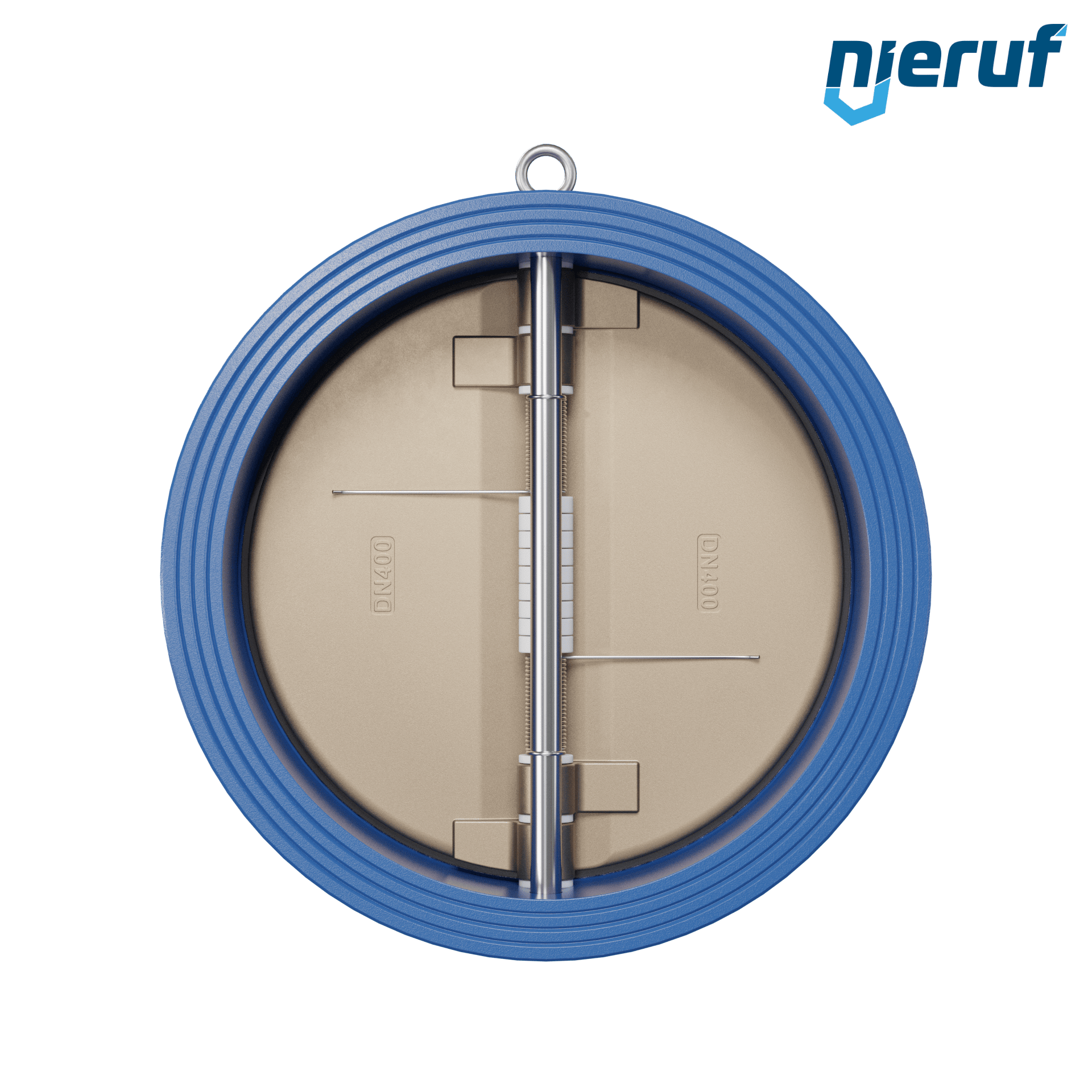 valvola di ritegno a doppio battente DN400 ANSI150 DR04 ANSI 150 GGG40 con rivestimento epossidico blu 180µm  FKM