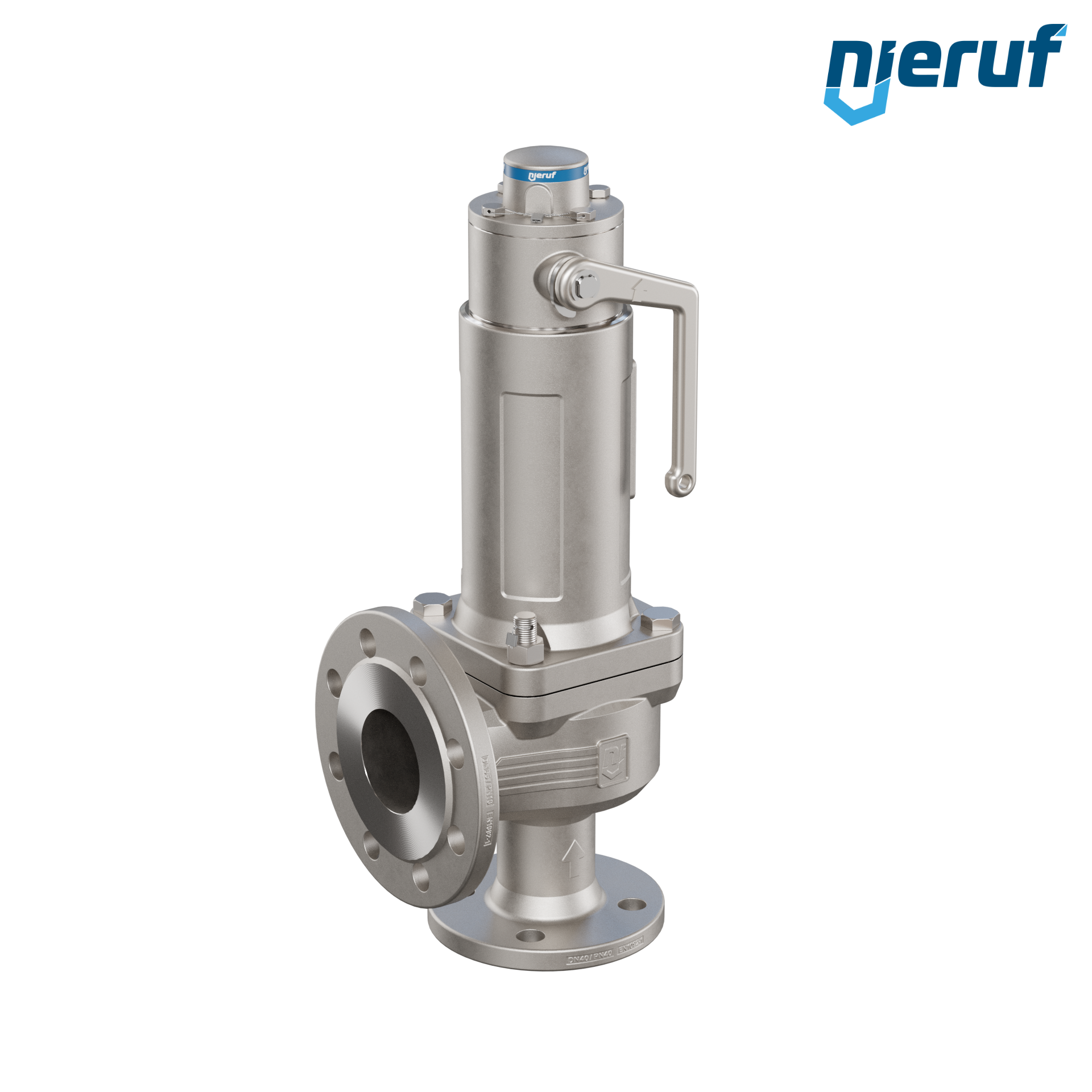 valvola di sicurezza flangiata a tenuta di gas DN40/DN65 SF07, acciaio, PTFE, dispositivo di sollevamento con leva
