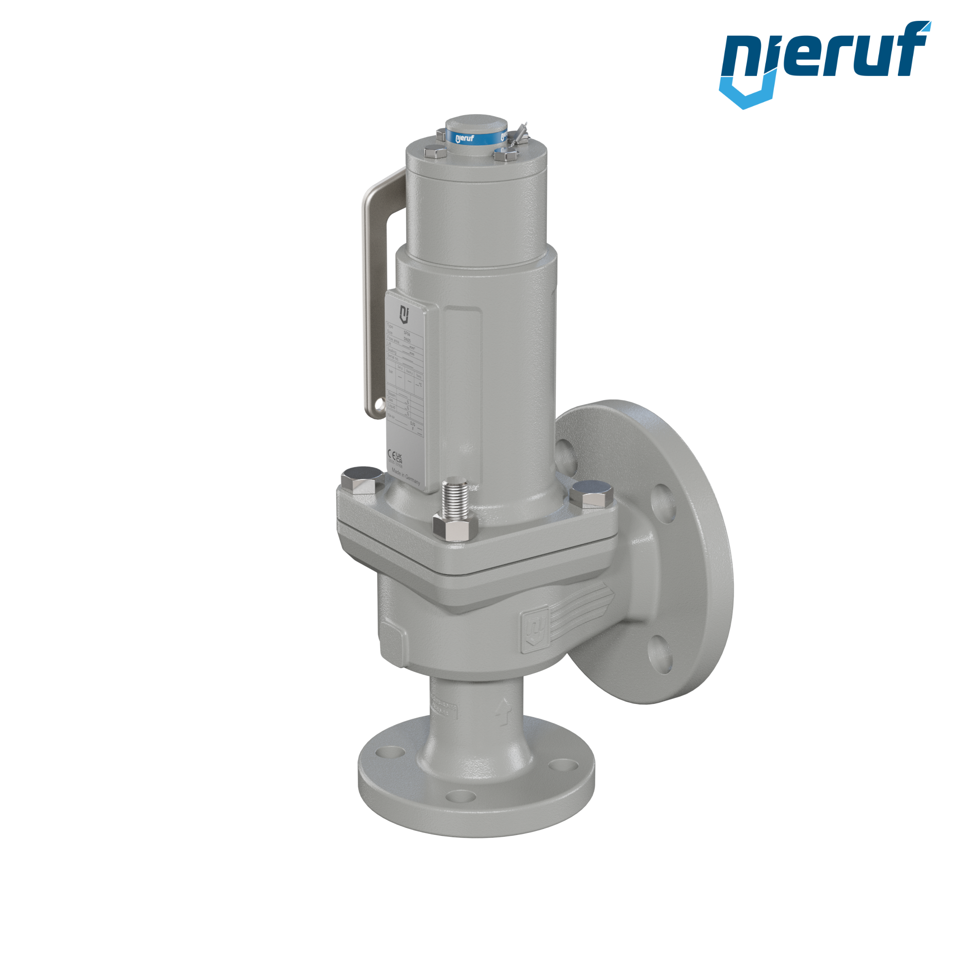 valvola di sicurezza flangiata DN25/DN40 SF06, cappello della molla a tenuta di gas (antigas) PTFE, dispositivo di sollevamento con leva