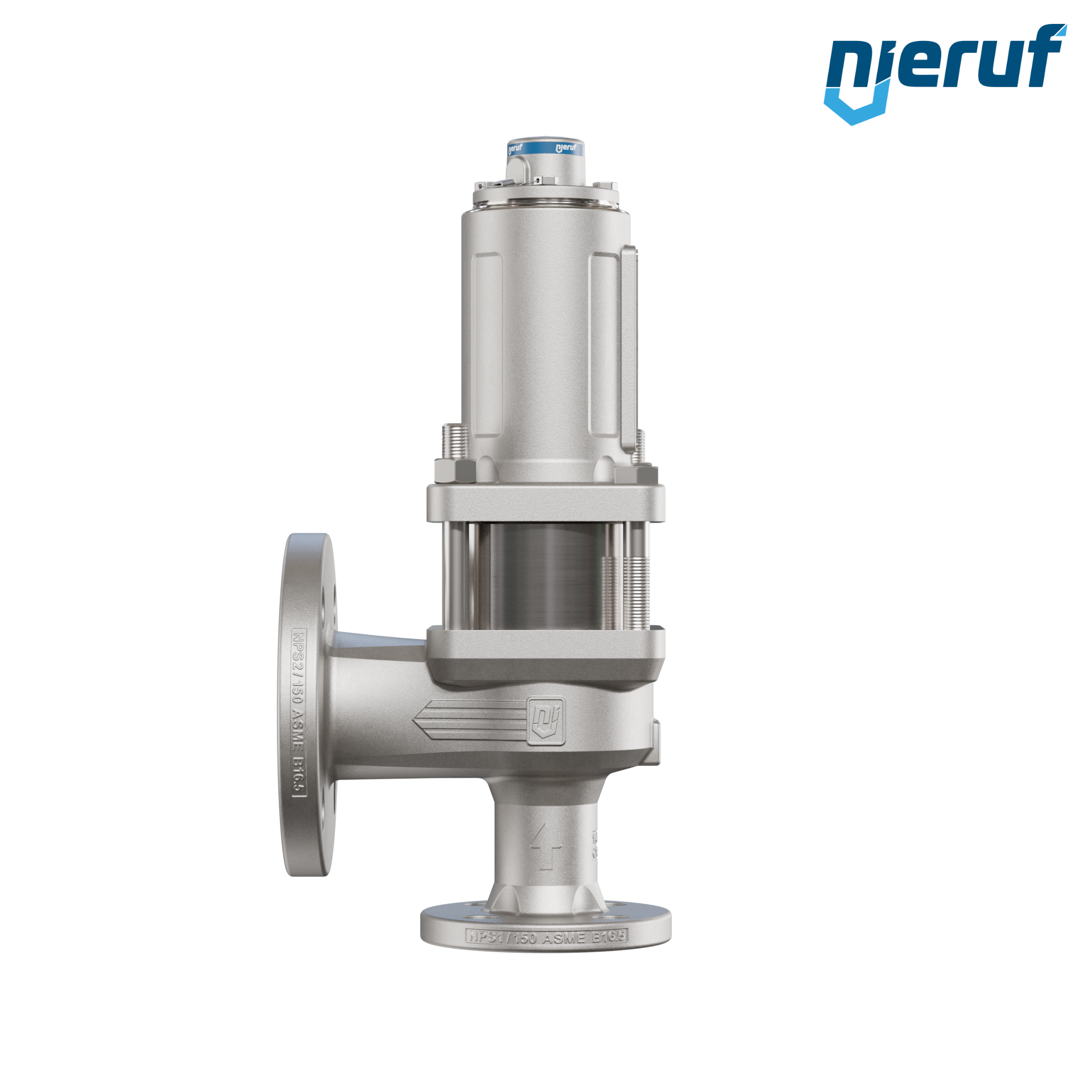 valvola di sicurezza flangiata ASME fluidi liquidi a tenuta di gas manicotto di tenuta ANSI 150 DN25 1" x 2" SF04, acciaio inossidabile, FFKM, senza dispositivo di sollevamento