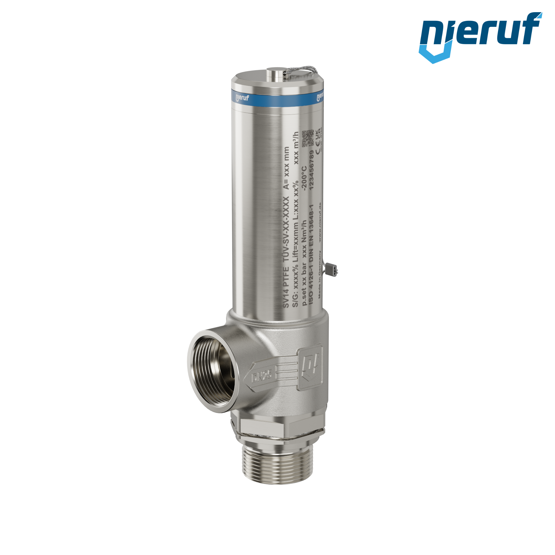 valvola di sicurezza criogenica DN20 1" M x 1" F SV14, acciaio inox PTFE