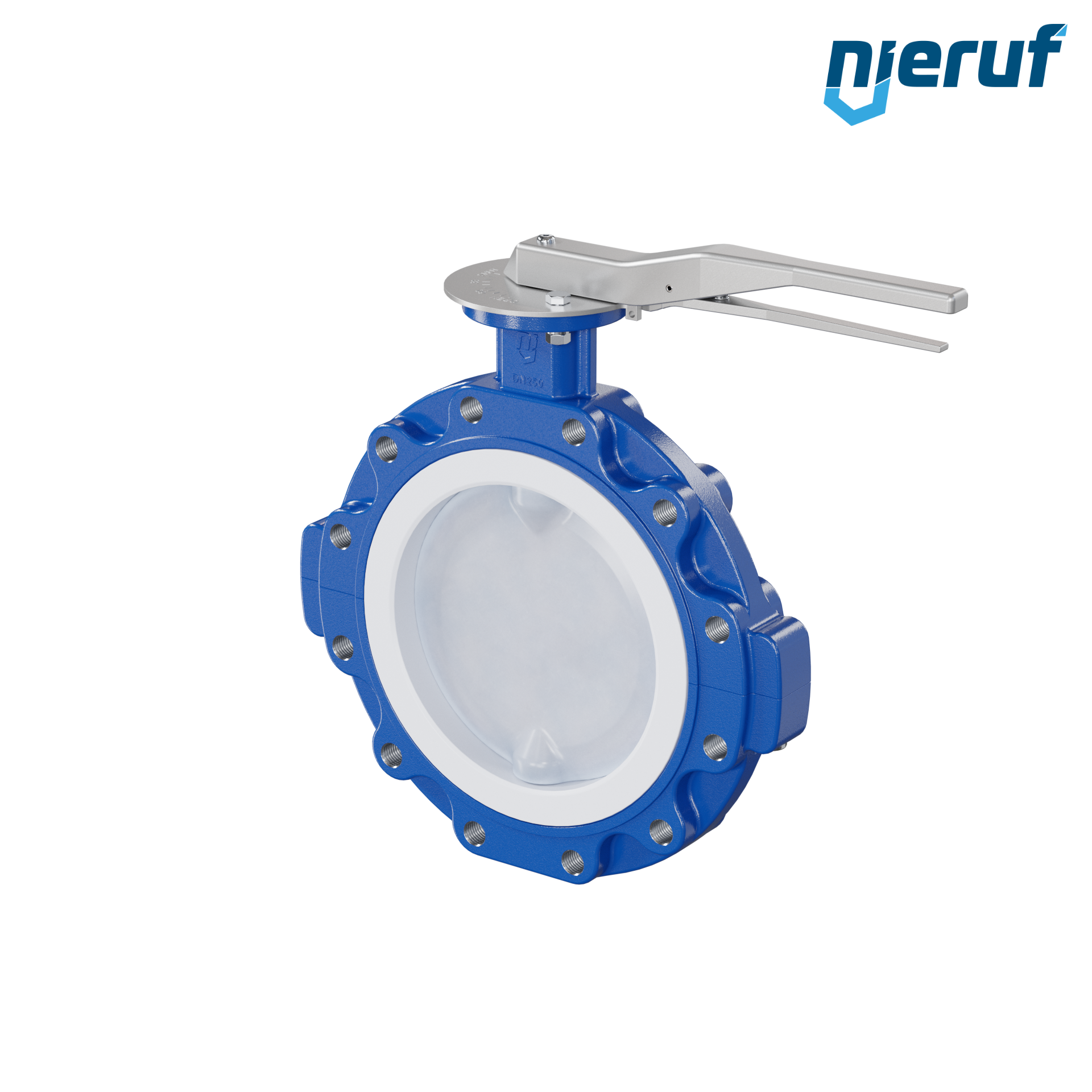 valvola a farfalla PFA PTFE AK10 DN250 ANSI150 leva inserto in FKM