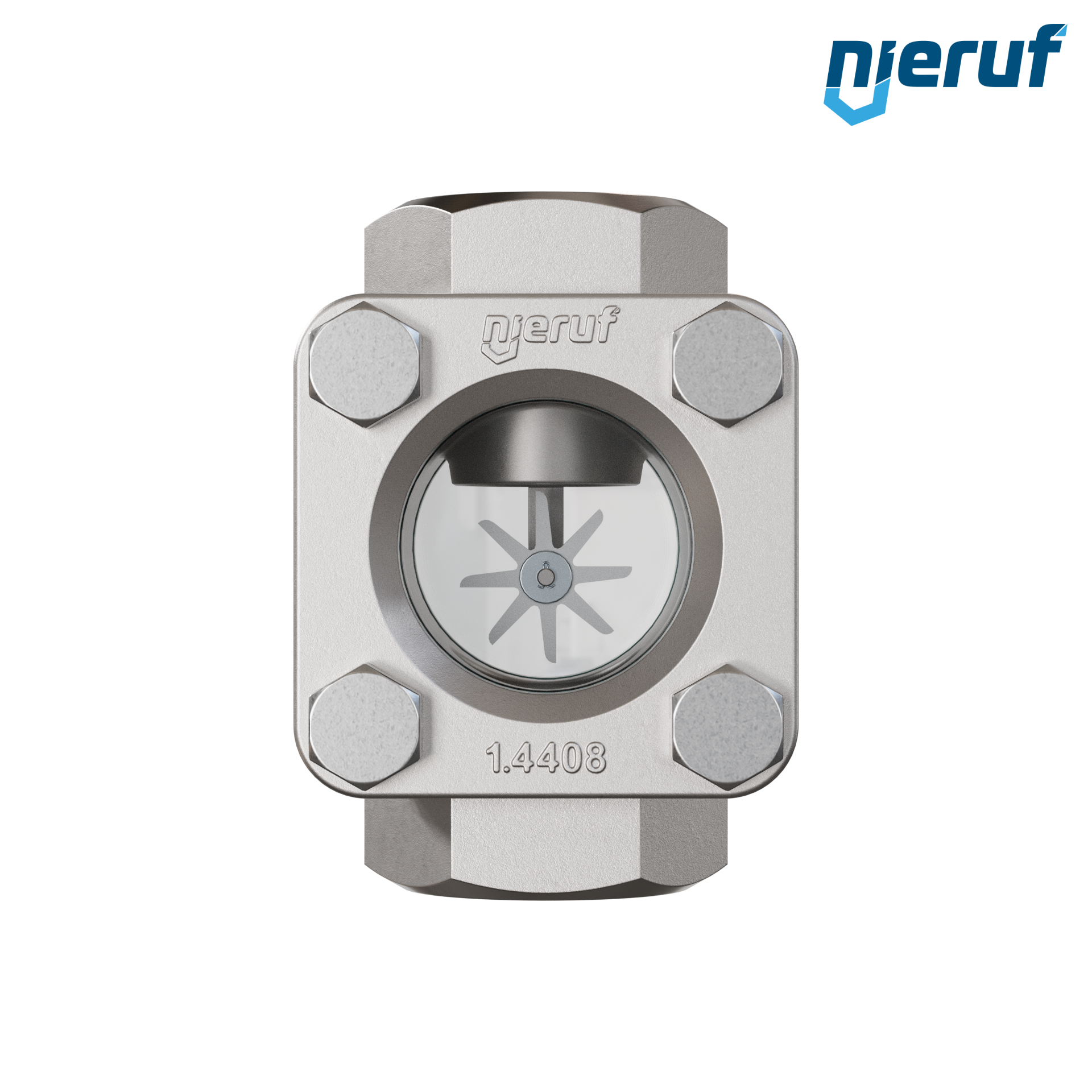 spia visiva / indicatore di flusso G 1 1/2" pollici acciaio inossidabile vetro borosilicato versione con rotore in PTFE