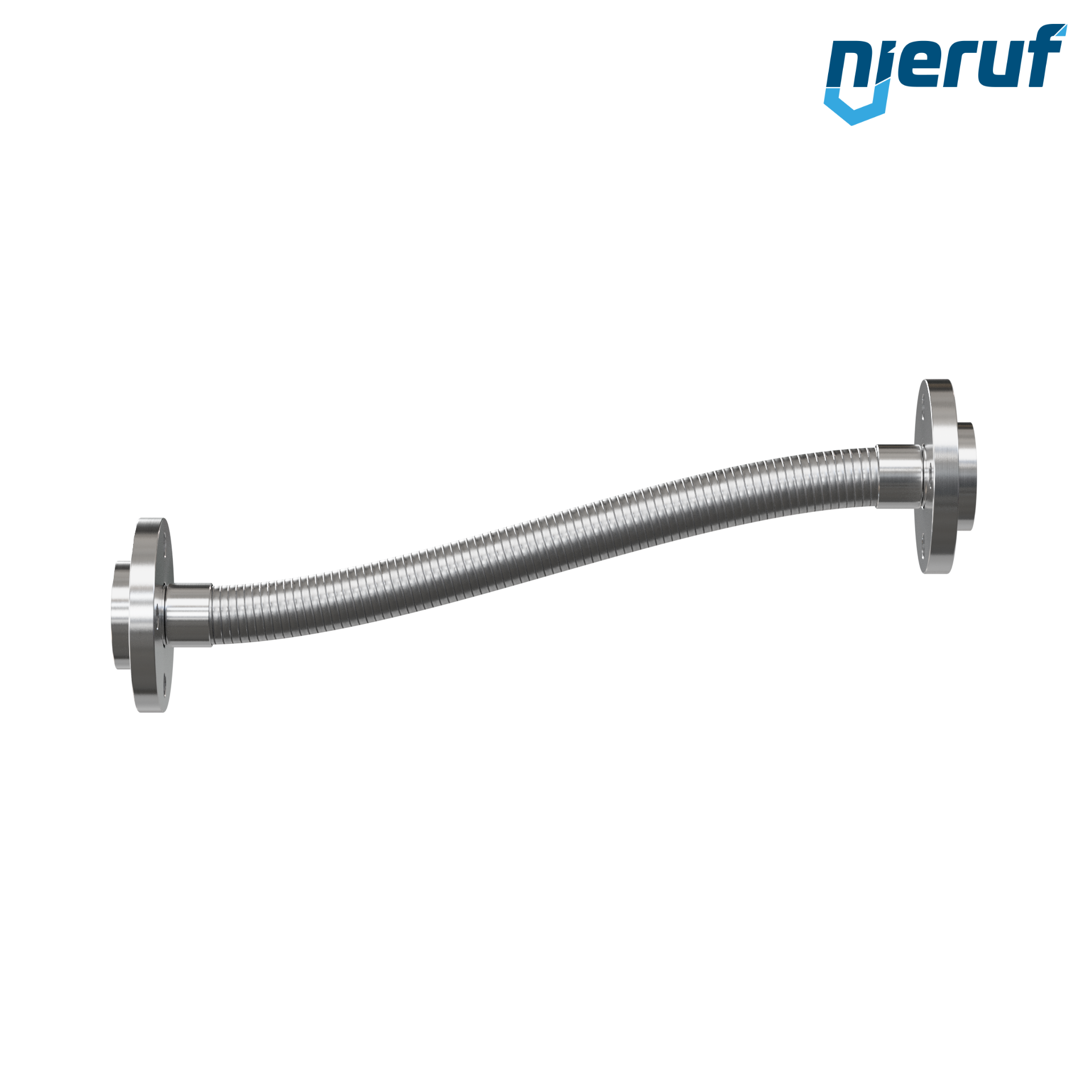 Tubo corrugato in acciaio inossidabile ES01 DN32 - 1 1/4" pollici con treccia doppia e flangia girevole Lunghezza 1000 mm
