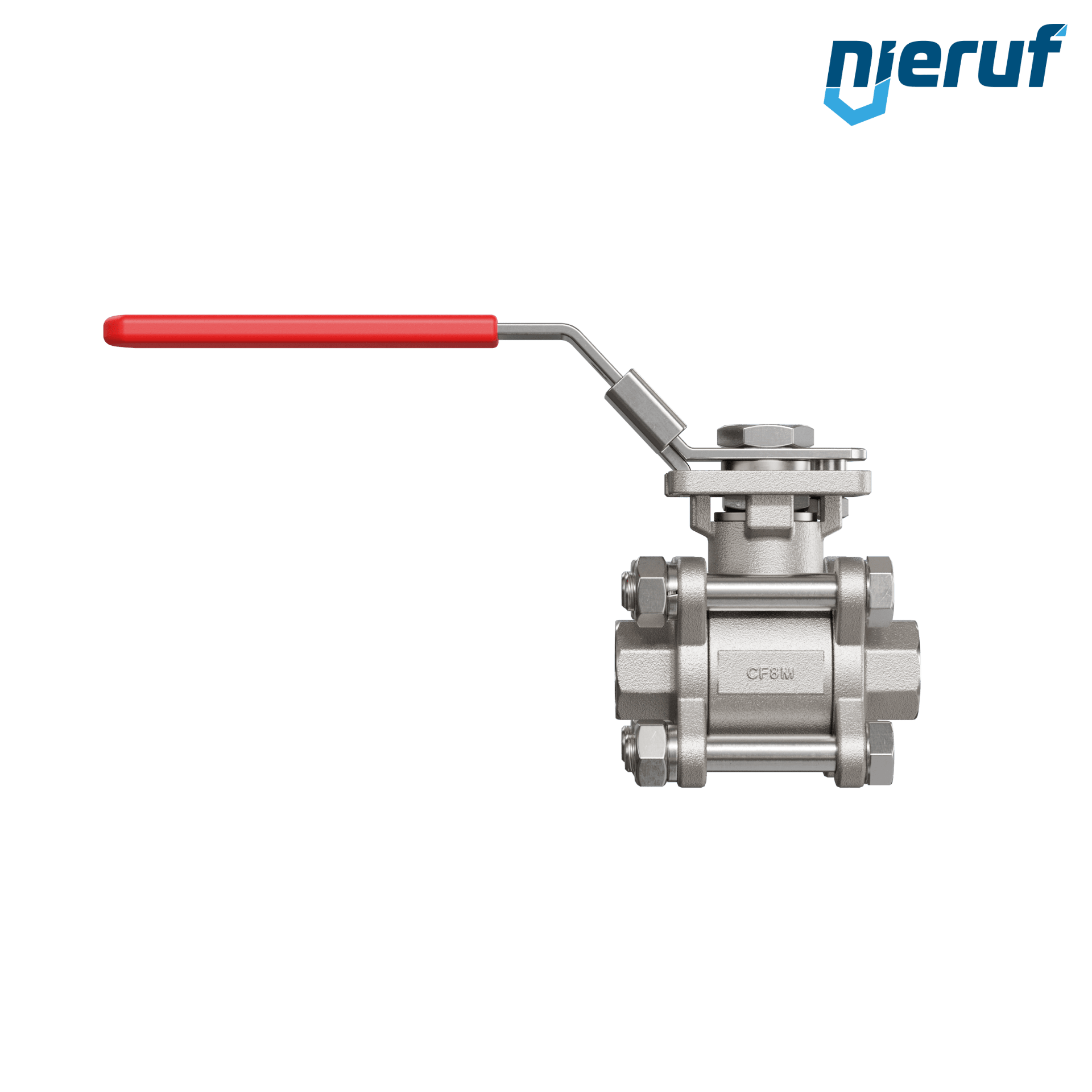 Valvola a sfera in acciaio inossidabile a 3 pezzi GK20 con una flangia per automazione conforme alla norma DIN ISO 5211 DN10 - 3/8" pollici filettatura interna