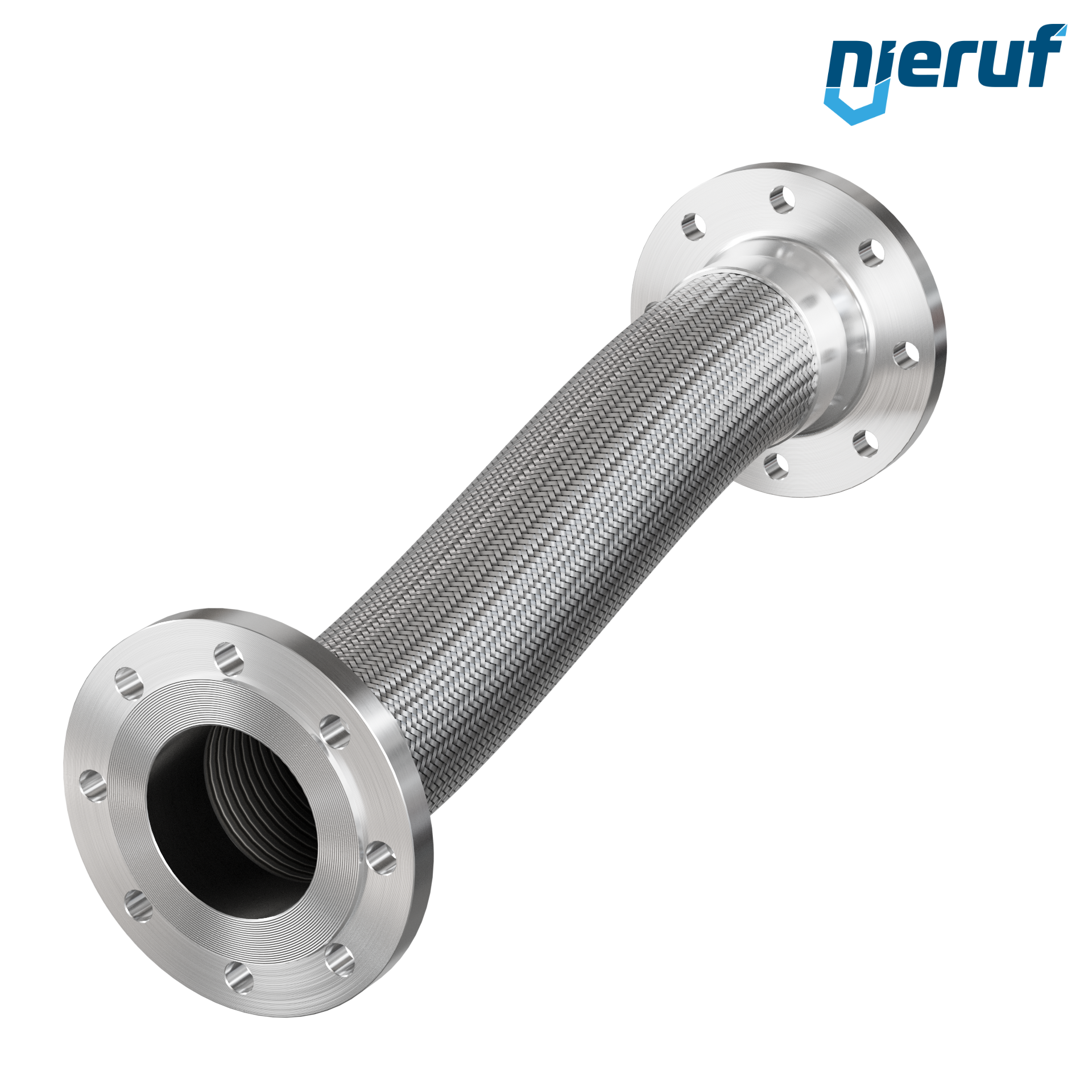 Tubo corrugato in acciaio inossidabile ES01 DN100 - 4" pollici con treccia singola e flangia fissa Lunghezza 1000 mm