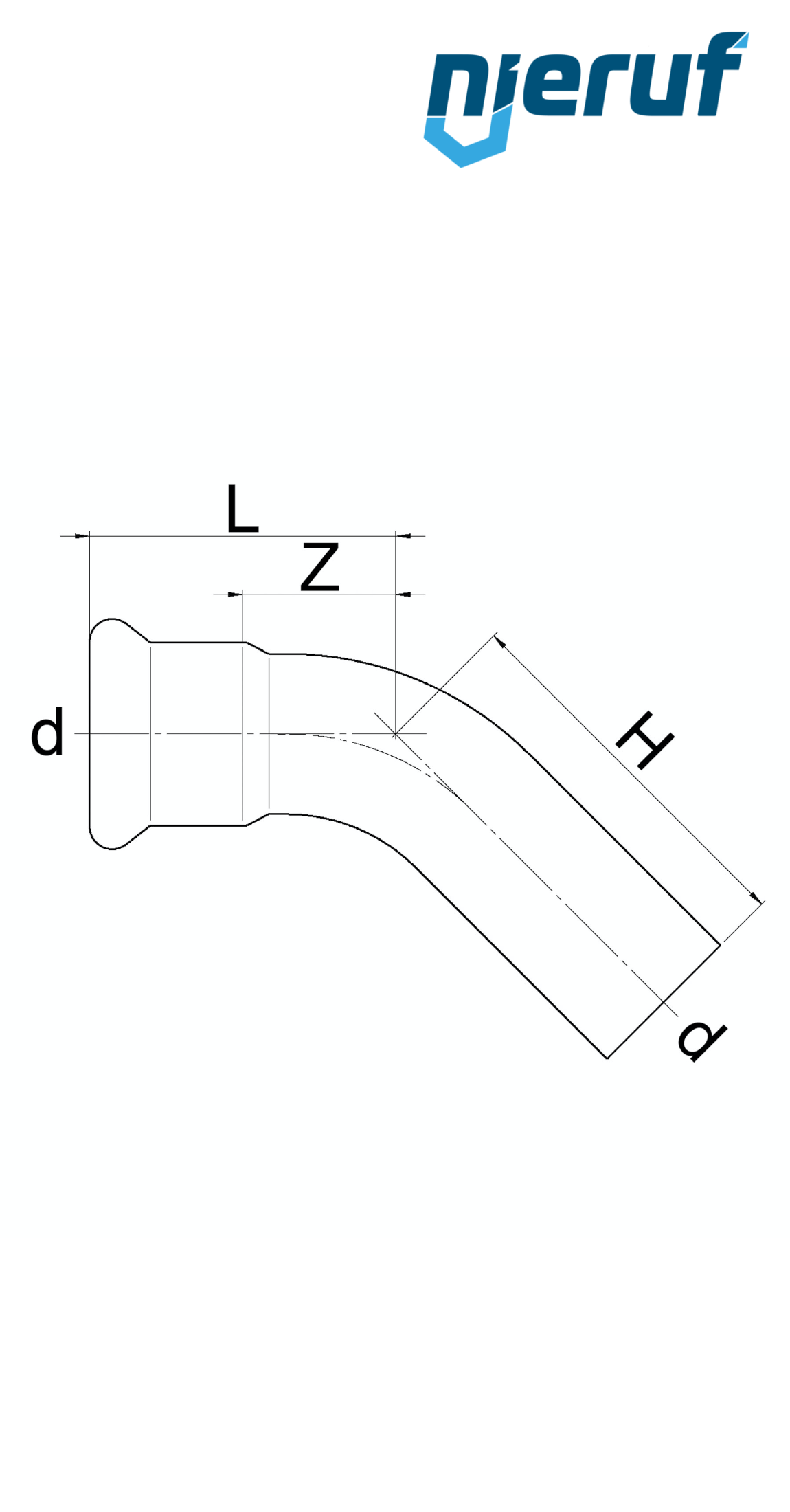 Codo Pressfitting 45° H x M DN25 - 28,0 mm Acero inoxidable
