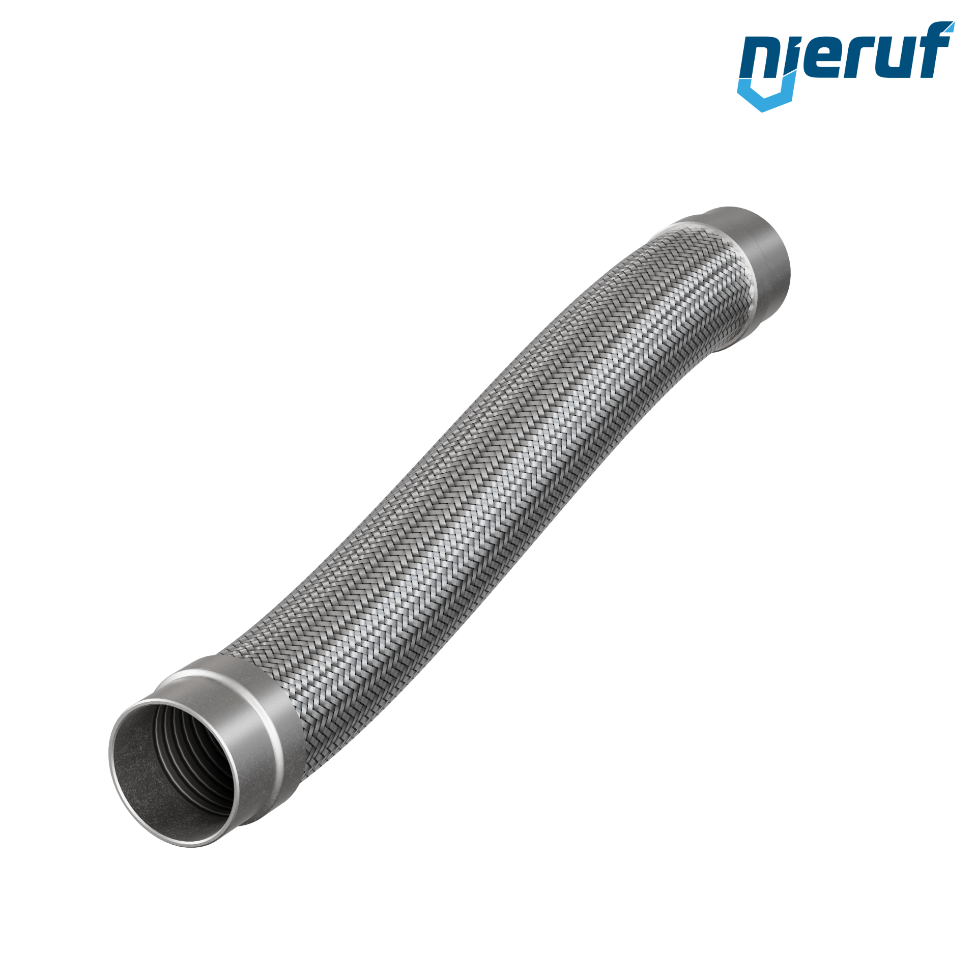 Tubo corrugato in acciaio inossidabile ES01 DN65 - 76.1 mm con treccia singola e estremità a saldare Lunghezza 1000 mm