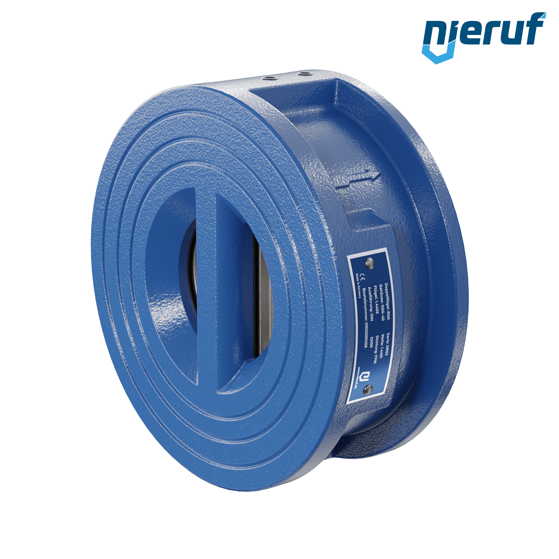 valvola di ritegno a doppio battente DN50 DR02 GGG40 FKM (Viton)