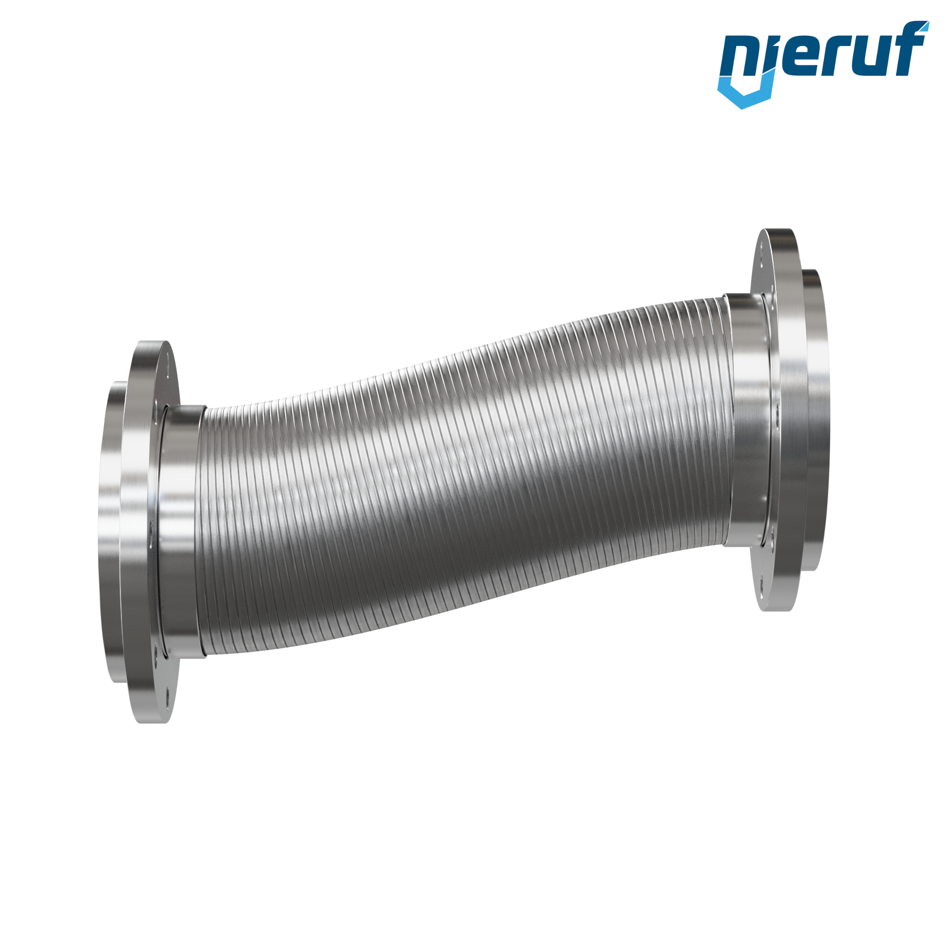 Tubo corrugato in acciaio inossidabile ES01 DN200 - 8" pollici con treccia doppia e flangia girevole Lunghezza 1000 mm