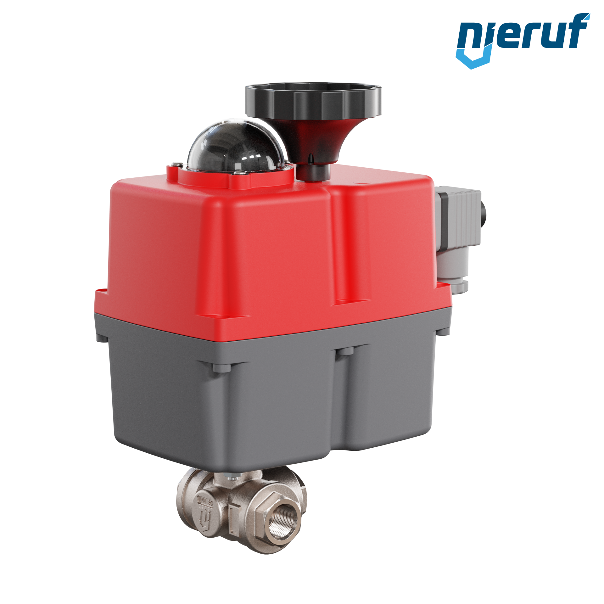 valvola a sfera a 3 vie con attuatore elettrico 24-240V DN10 - 3/8" pollici ottone a passaggio totale con incavo a forma di L