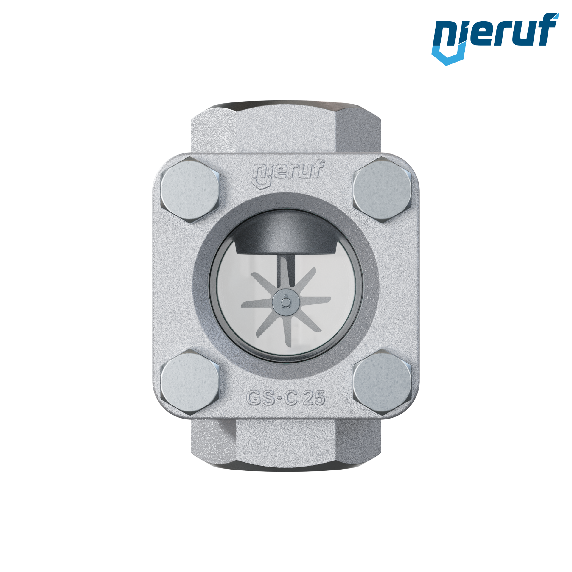 Specola visiva G 1 1/2" pollici acciaio 1.0619 40 bar filettatura interna BSP vetro borosilicato versione con rotore in PTFE
