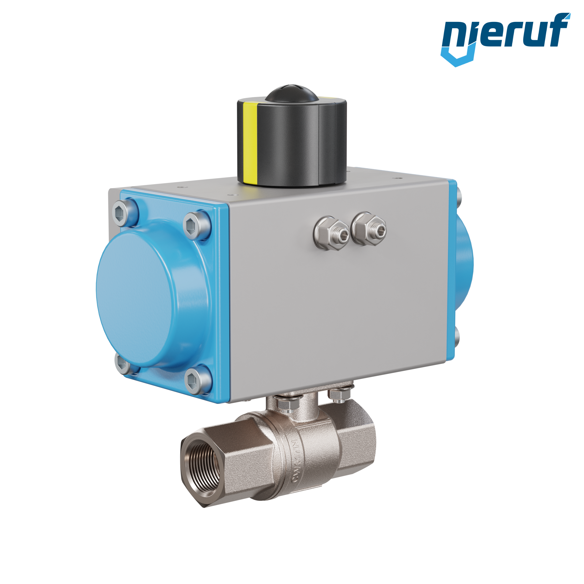 valvola a sfera automatica con manicotto DN15 - 1/2" pollici azionamento rotativo pneumatico a effetto semplice apertura a molla PK01