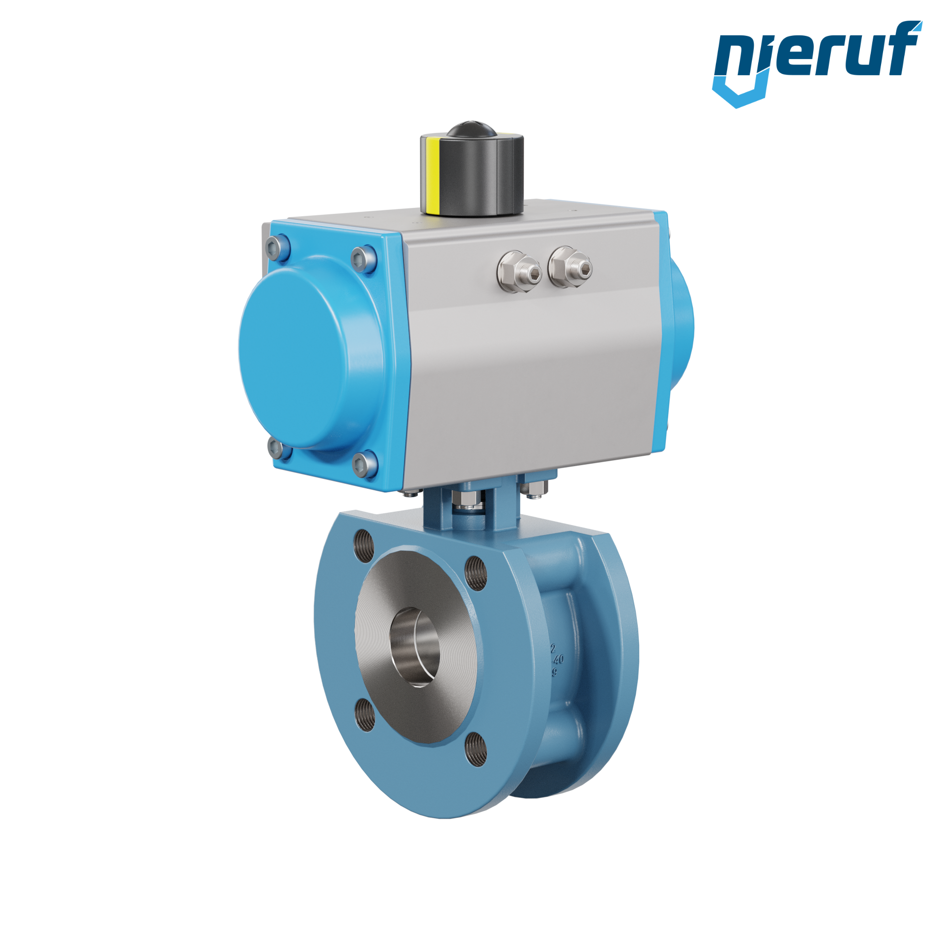 valvola a sfera flangiata dal design compatto DN32 PK06 azionamento rotativo pneumatico a semplice effetto apertura a molla