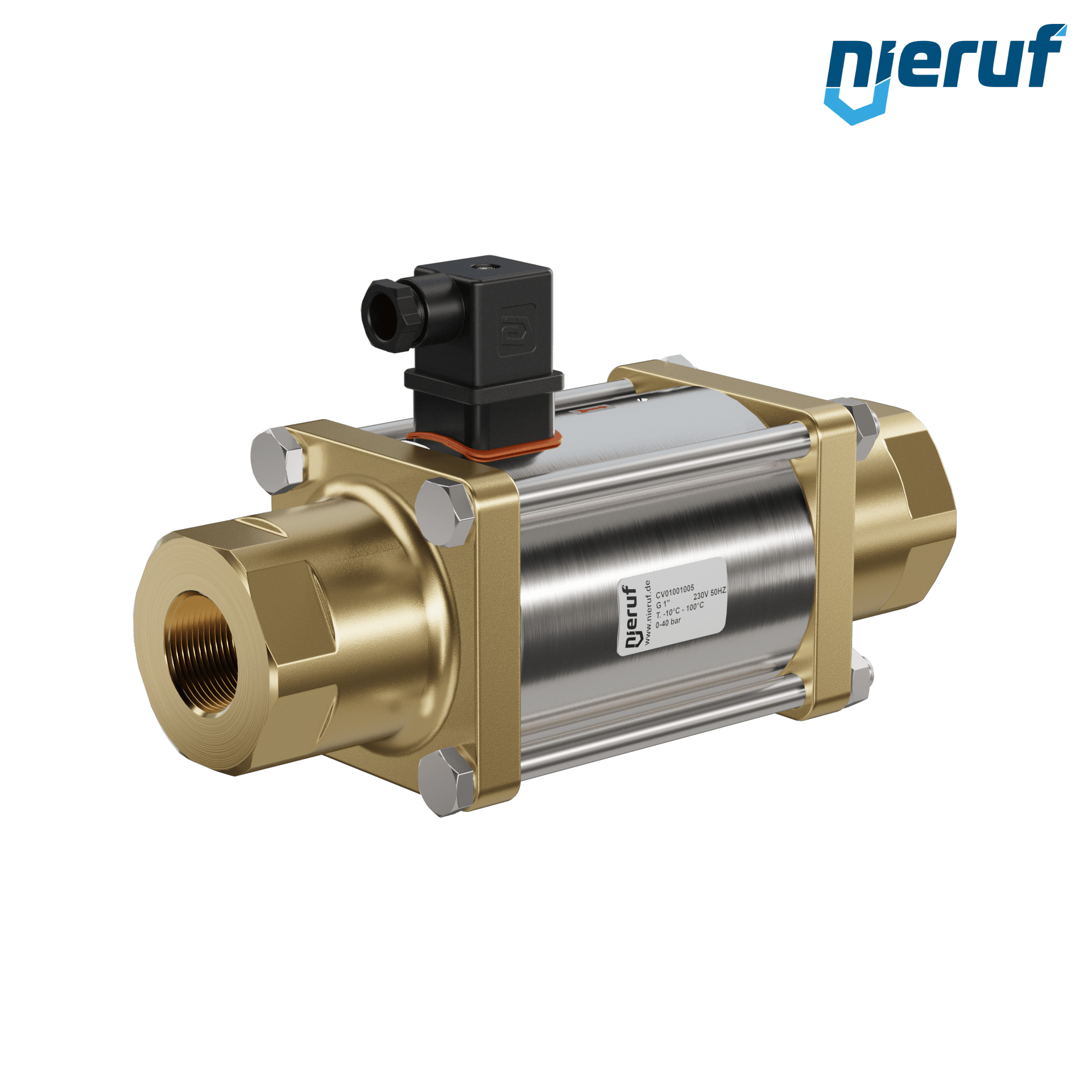 valvola coassiale 1" pollici filettatura interna - DN25 ottone 230V AC NC - per applicazione con acqua