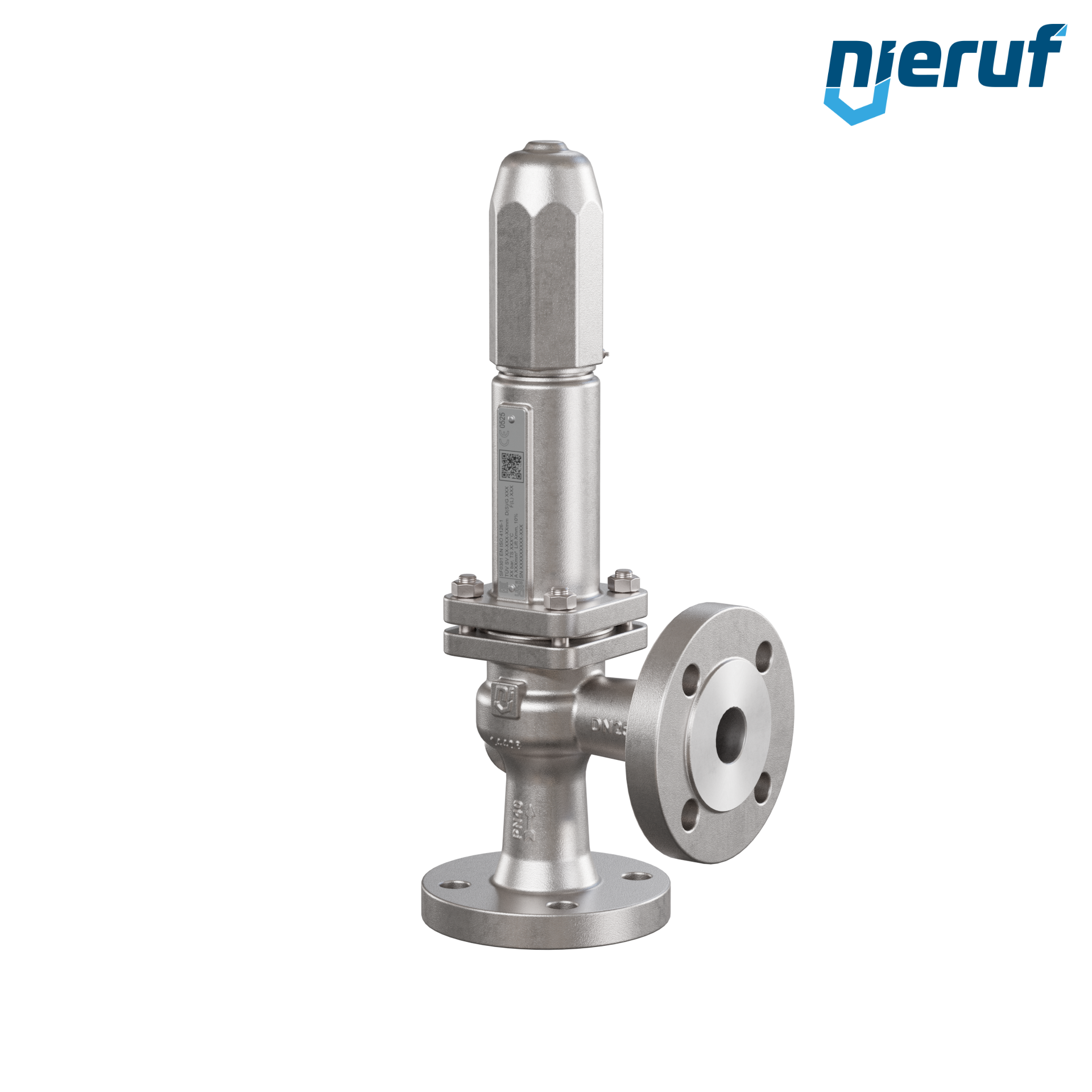 valvola di sicurezza flangiata DN25/DN25 SF0301, acciaio inox 1.4408 FPM, senza leva