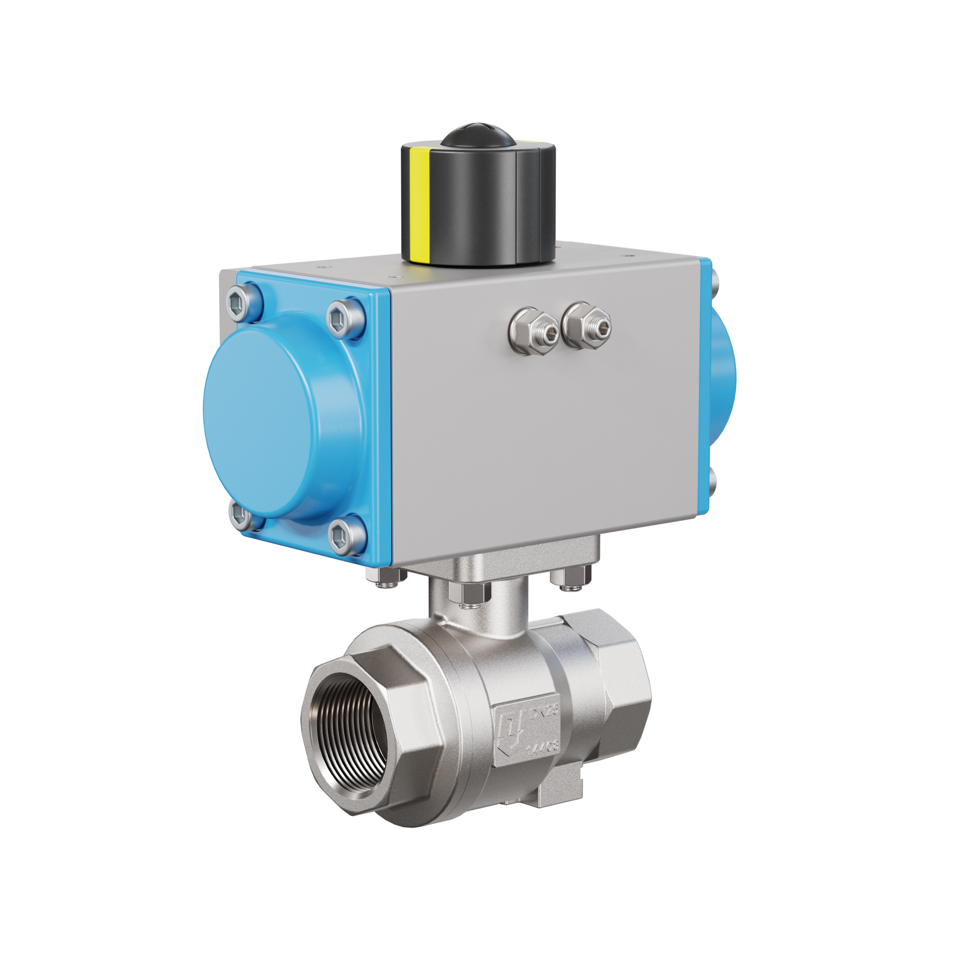 valvola a sfera con attuatore pneumatico DN25 - 1" pollici acciaio inossidabile azionamento pneumatico rotativo PK02 DVGW W