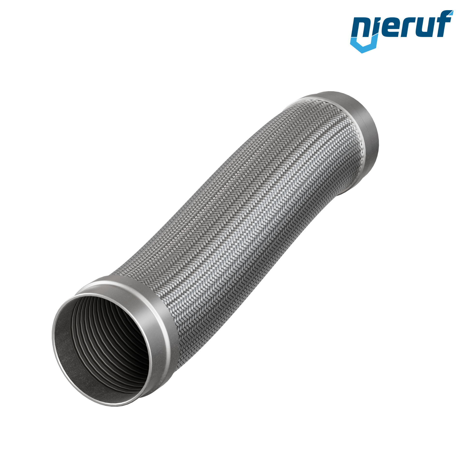 Tubo corrugato in acciaio inossidabile ES01 DN125 - 139.7 mm con treccia singola e estremità a saldare Lunghezza 1000 mm