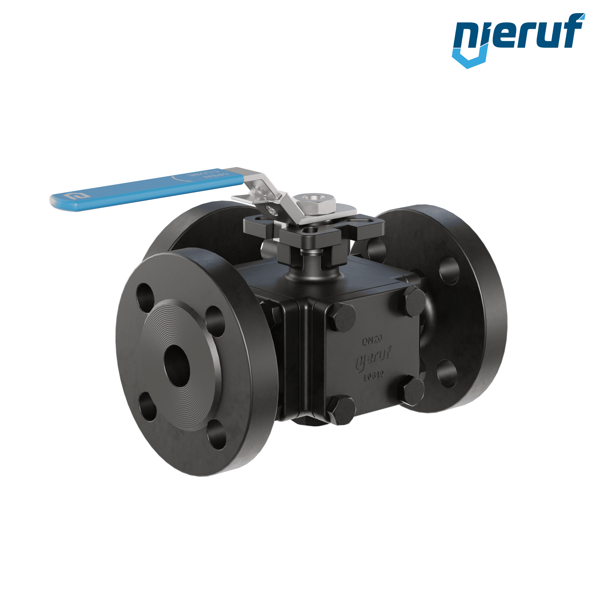 valvola a sfera flangiata a tre vie DN20 FK08 incavo a forma di T in acciaio fuso 1.0619