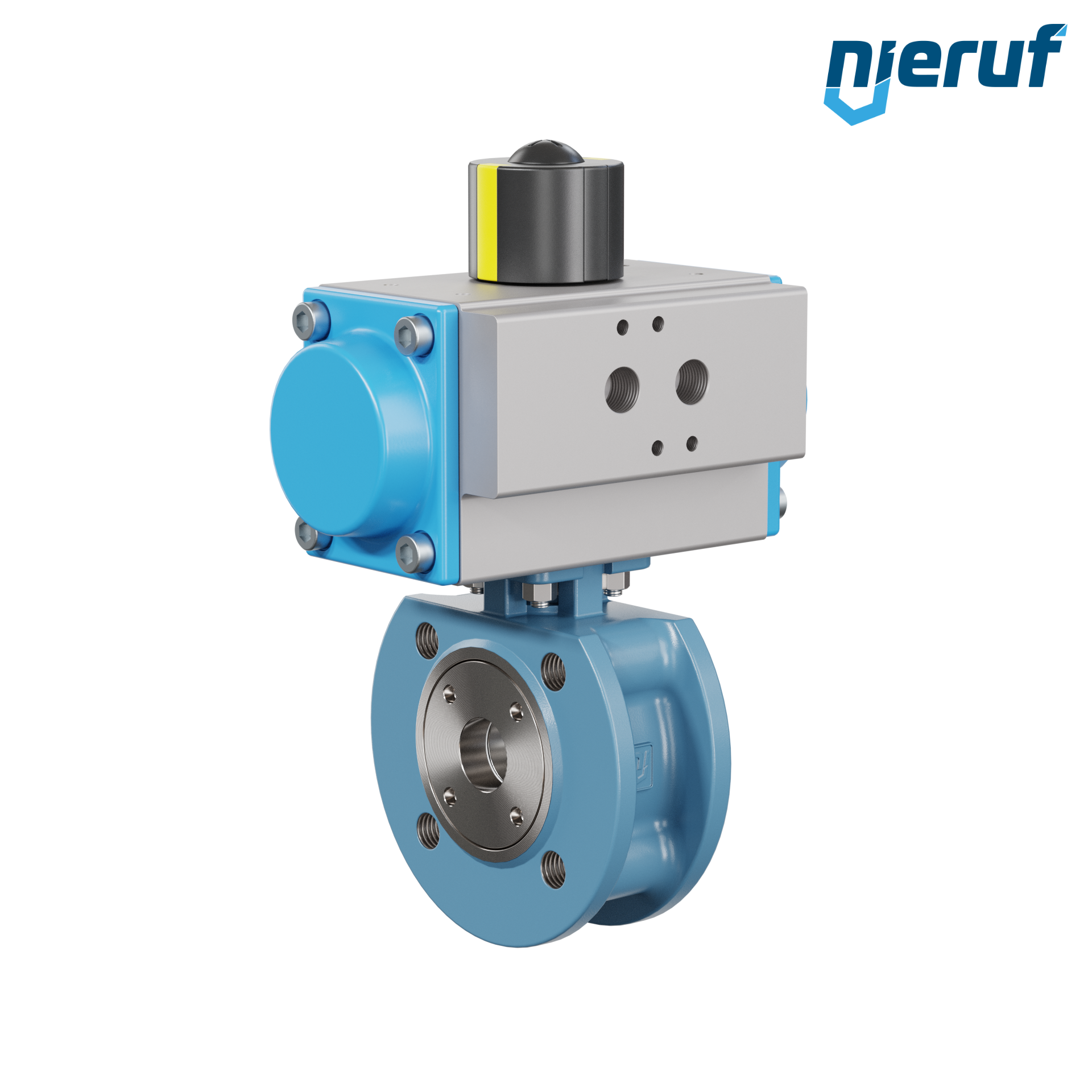 valvola a sfera flangiata dal design compatto DN20 PK06 azionamento rotativo pneumatico a semplice effetto apertura a molla
