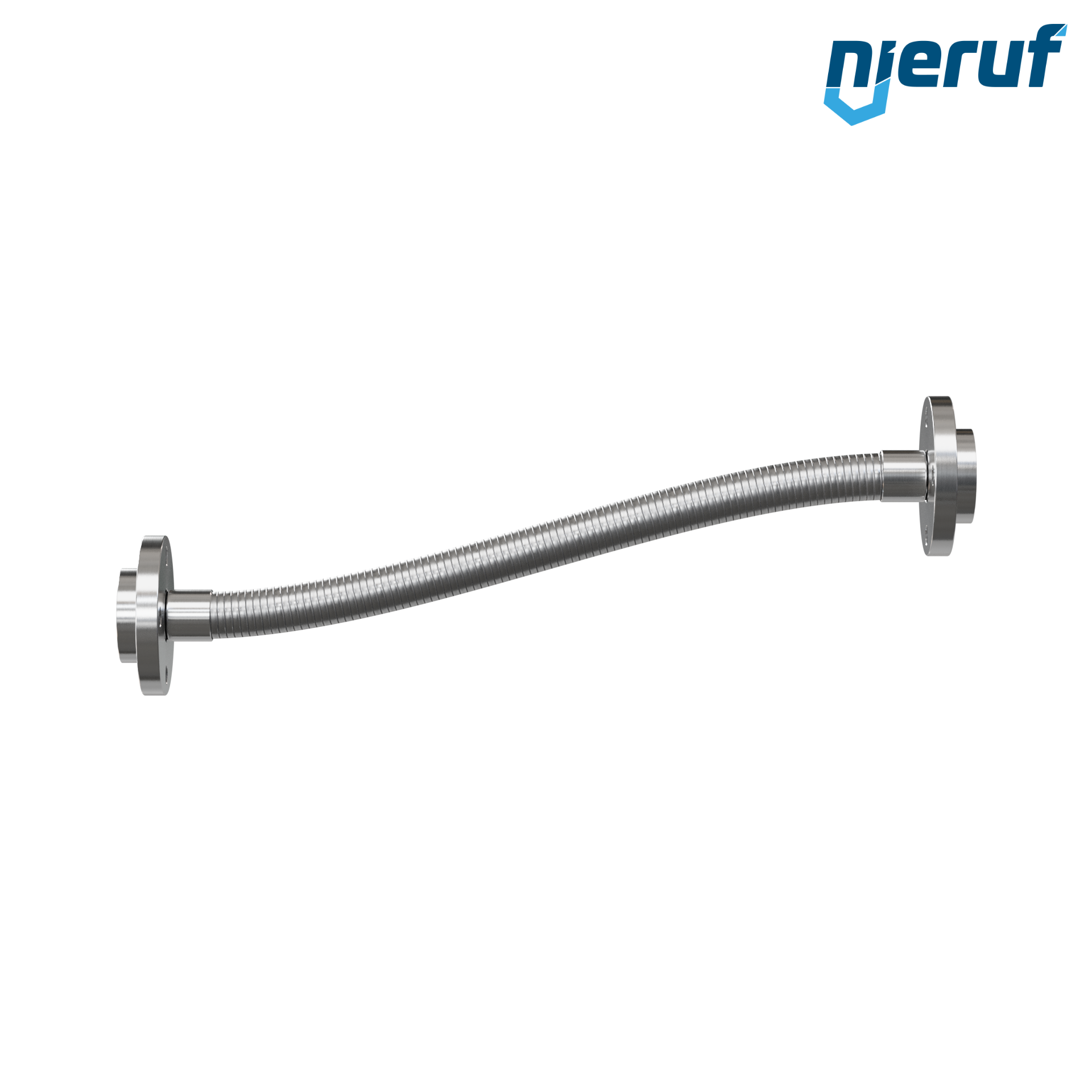 Tubo corrugato in acciaio inossidabile ES01 DN25 - 1" pollici con treccia doppia e flangia girevole Lunghezza 1000 mm