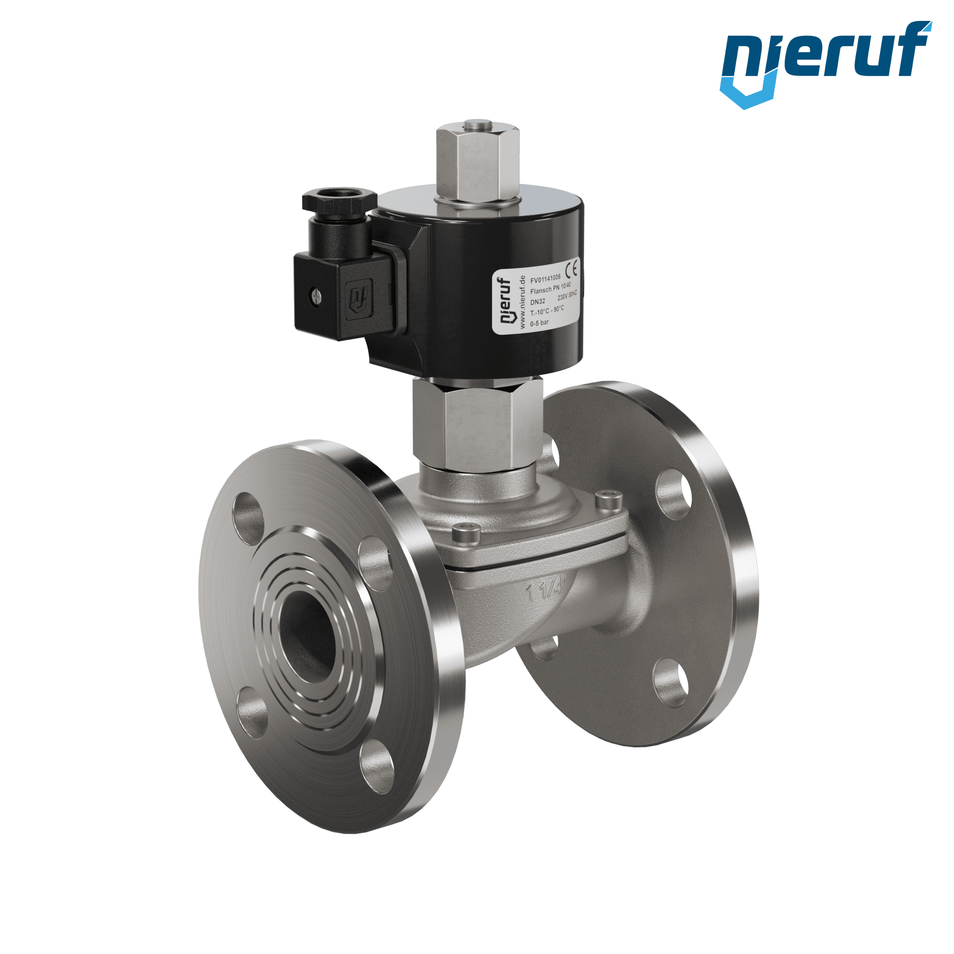 flangia elettrovalvola DN32 acciaio inossidabile FV01 NBR 230V 50Hz NO