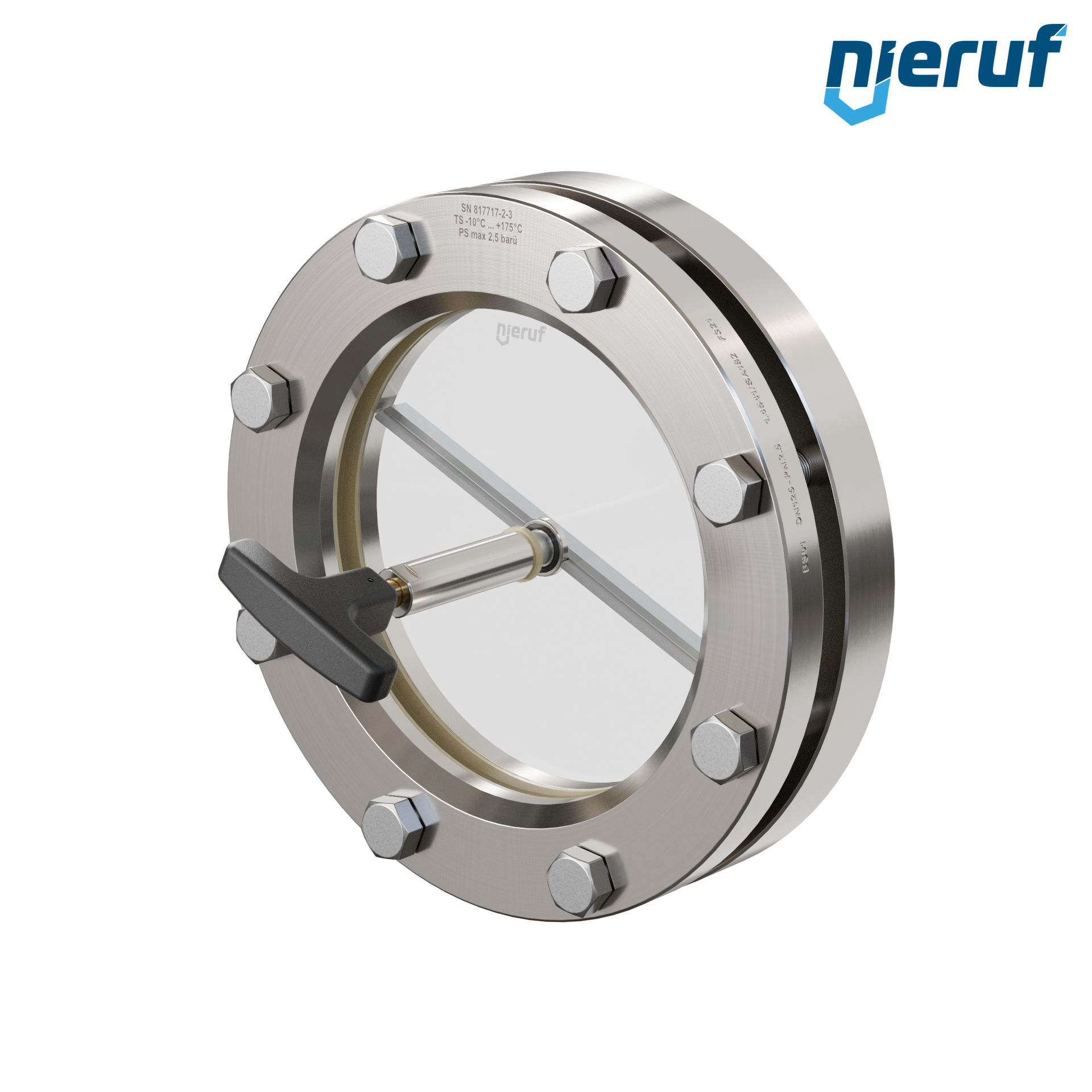 oblò di osservazione per serbatoi con tergicristallo in PTFE DN125 BS01 acciaio inossidabile 1.4571 NBR vetro borosilicato 2,5bar