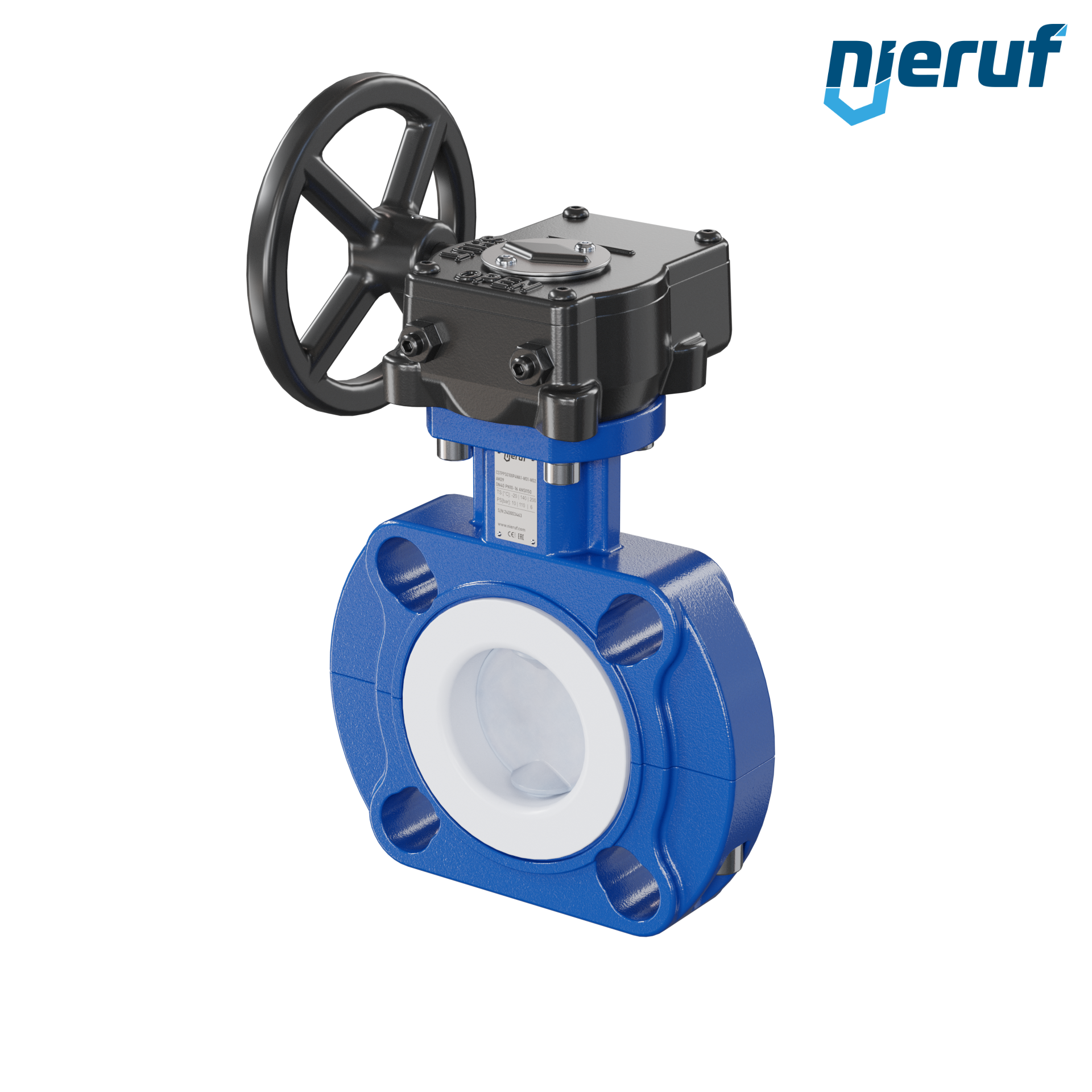 valvola a farfalla PFA PTFE AK09 DN40 ANSI150 volantino manuale inserto in FKM