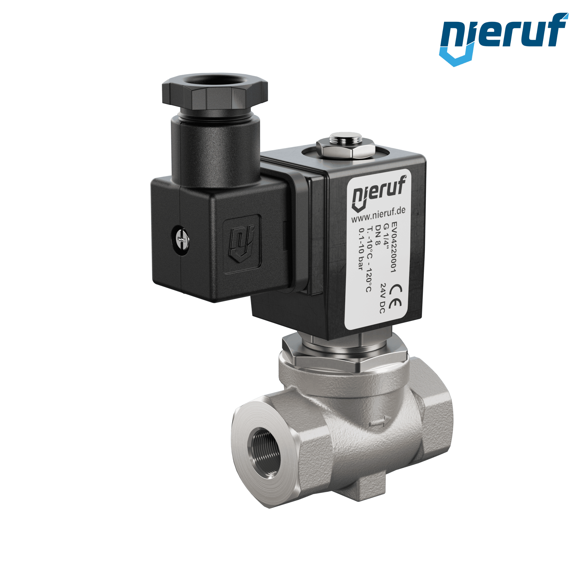 elettrovalvola a membrana G 1/4" pollici acciaio inossidabile EV04 FKM 24V DC
