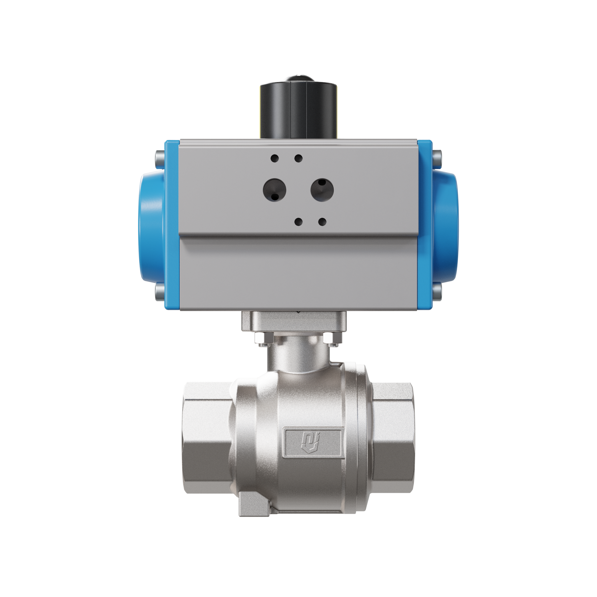 valvola a sfera con attuatore pneumatico DN40 - 1 1/2" pollici acciaio inossidabile azionamento pneumatico rotativo PK02 DVGW W
