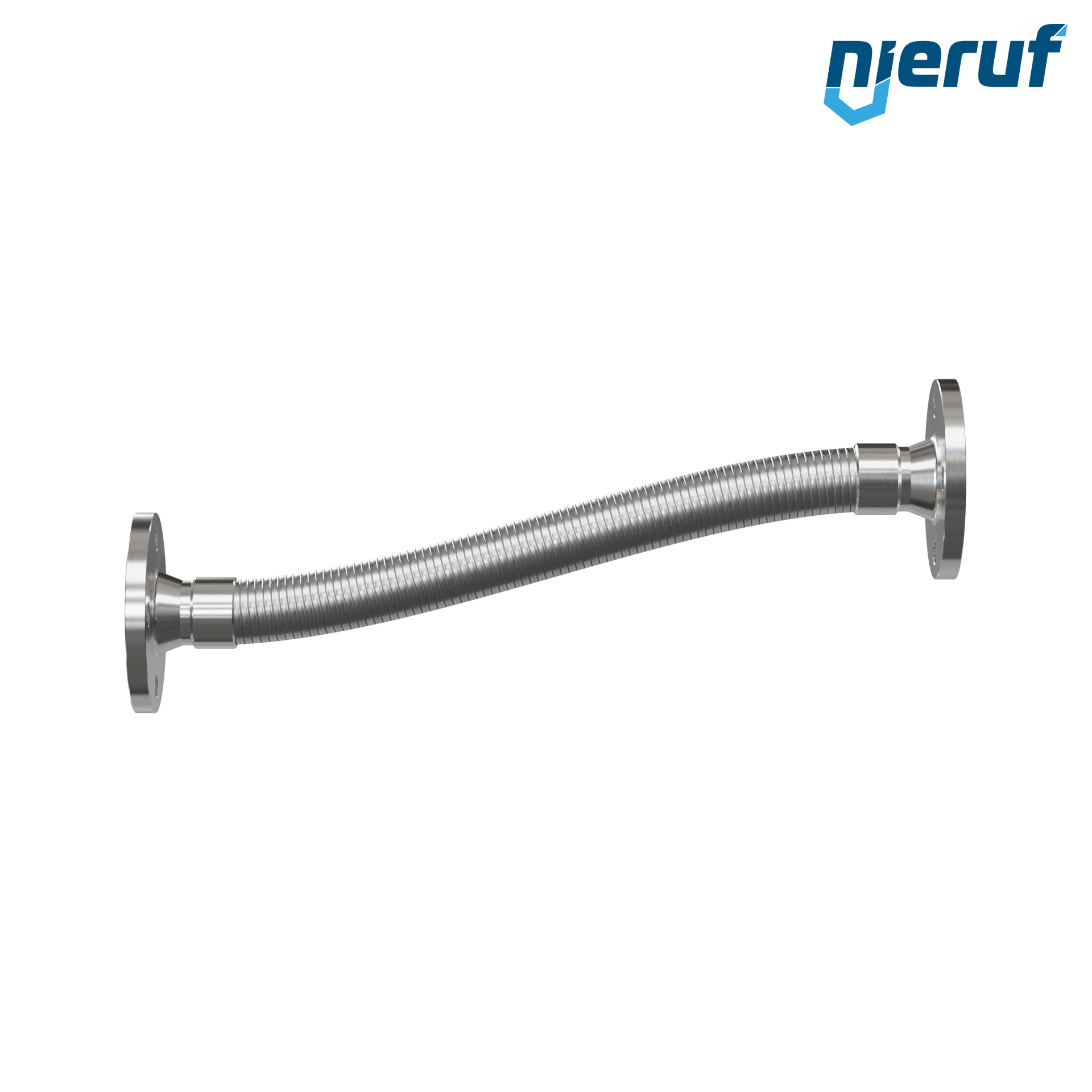 Tubo corrugato in acciaio inossidabile ES01 DN40 - 1 1/2" pollici con treccia doppia e flangia fissa Lunghezza 1000 mm