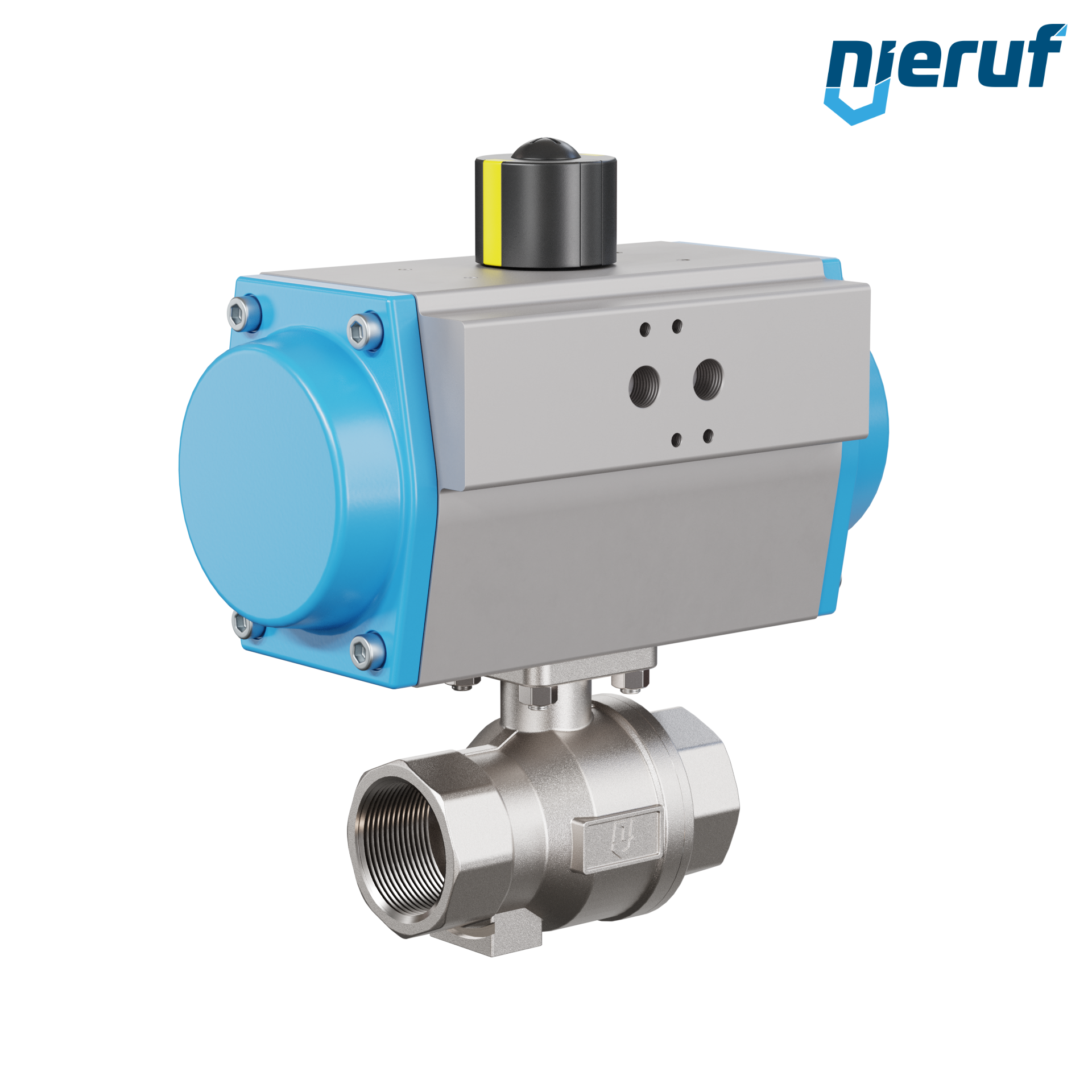 valvola a sfera con attuatore pneumatico DN32 - 1 1/4" pollici acciaio inossidabile azionamento rotativo a effetto semplice apertura a molla PK02 DVGW W