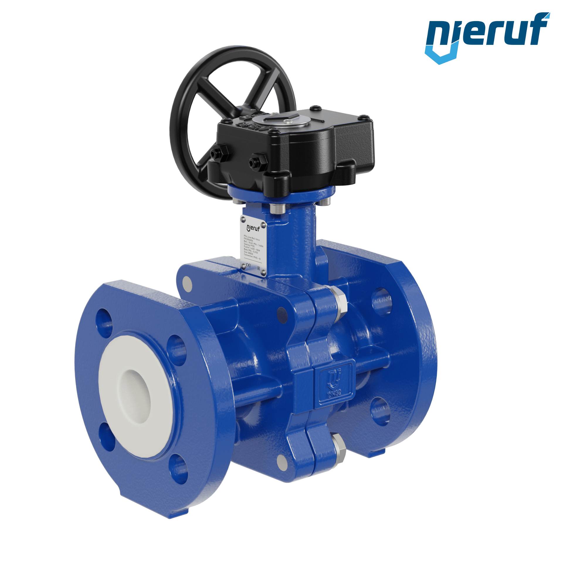 valvola a sfera flangiata PFA FK13 DN32 - 1 1/4" pollici PN10/16 in ghisa sferoidale 5.3103 con volantino manuale