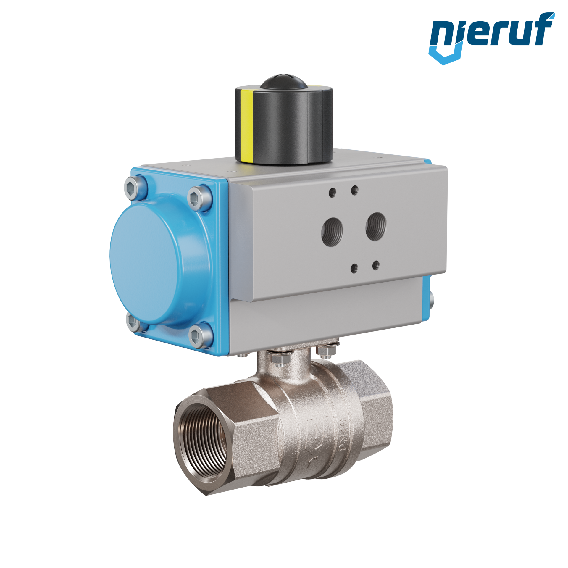 valvola a sfera automatica con manicotto DN25 - 1" pollici azionamento rotativo pneumatico a effetto semplice apertura a molla PK01