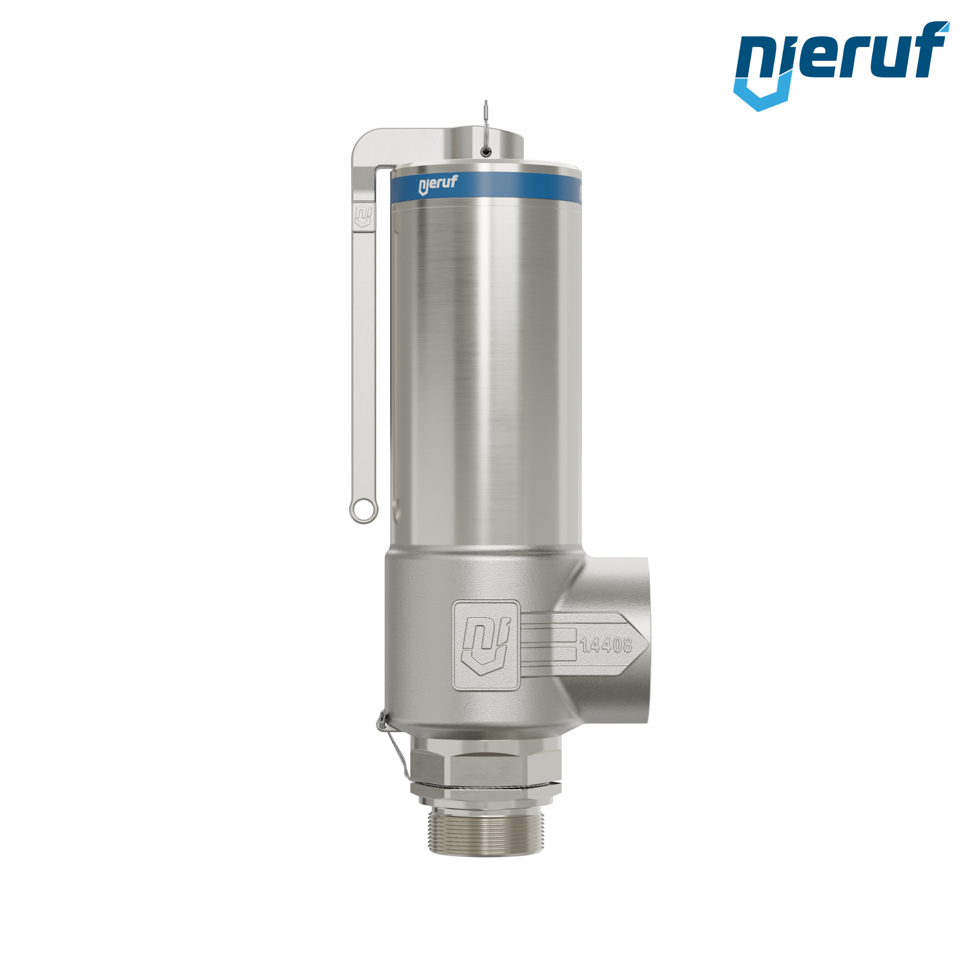 valvola di sicurezza criogenica DN32 1 1/2" M x 2" F SV14, acciaio inox PTFE, con leva