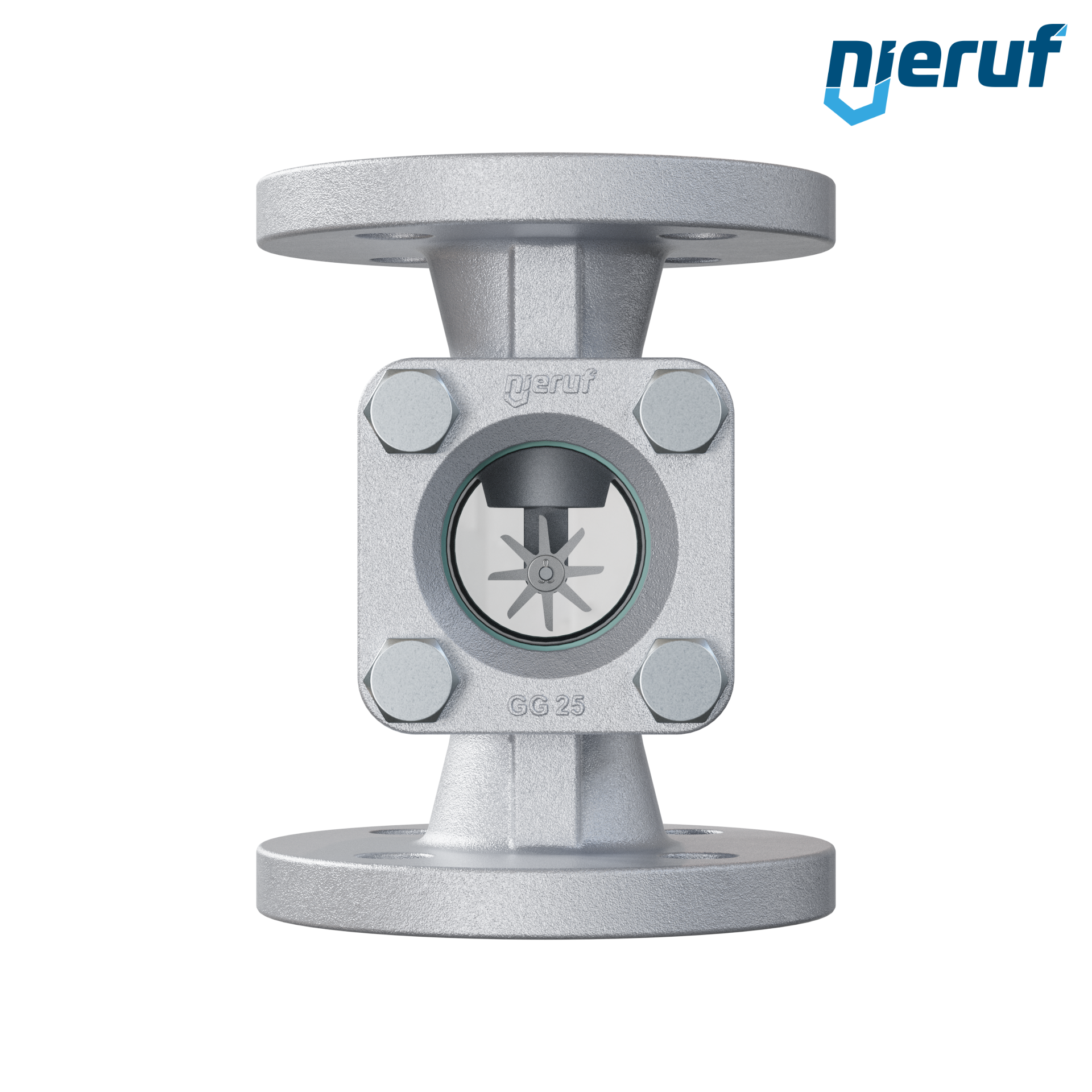 Specola visiva flangiata DN32 - 1 1/4" pollici ghisa GG25 flangia ANSI 150 vetro borosilicato versione con rotore in PTFE