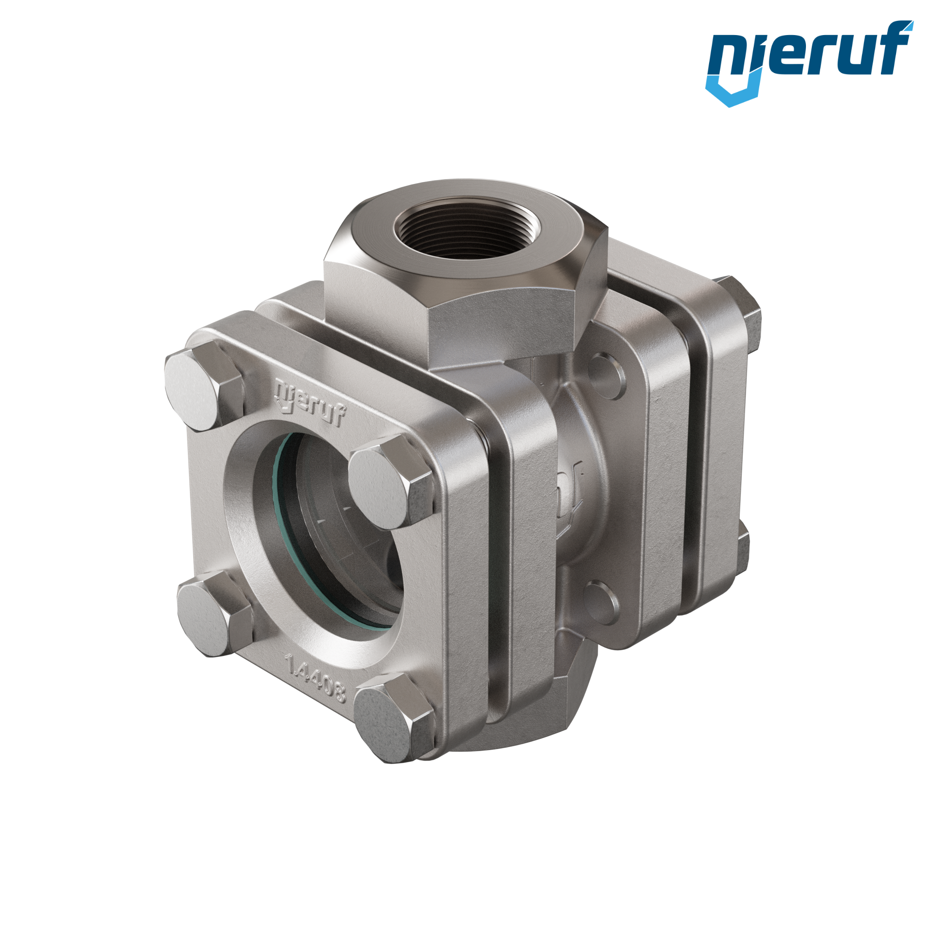 spia visiva / indicatore di flusso G 1 1/4" pollici acciaio inossidabile vetro borosilicato versione con rotore in PTFE