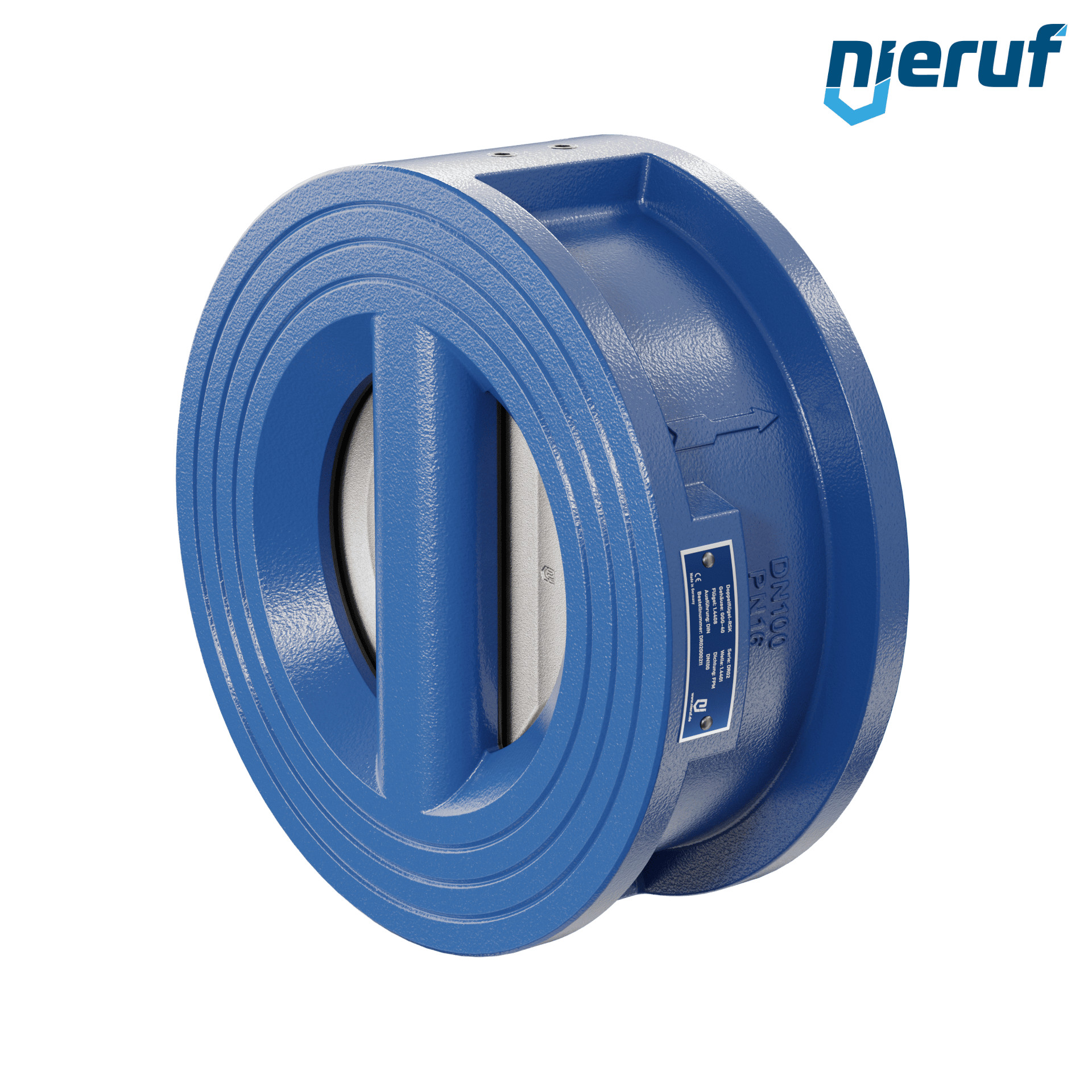 valvola di ritegno a doppio battente DN100 DR02 GGG40 FKM (Viton)