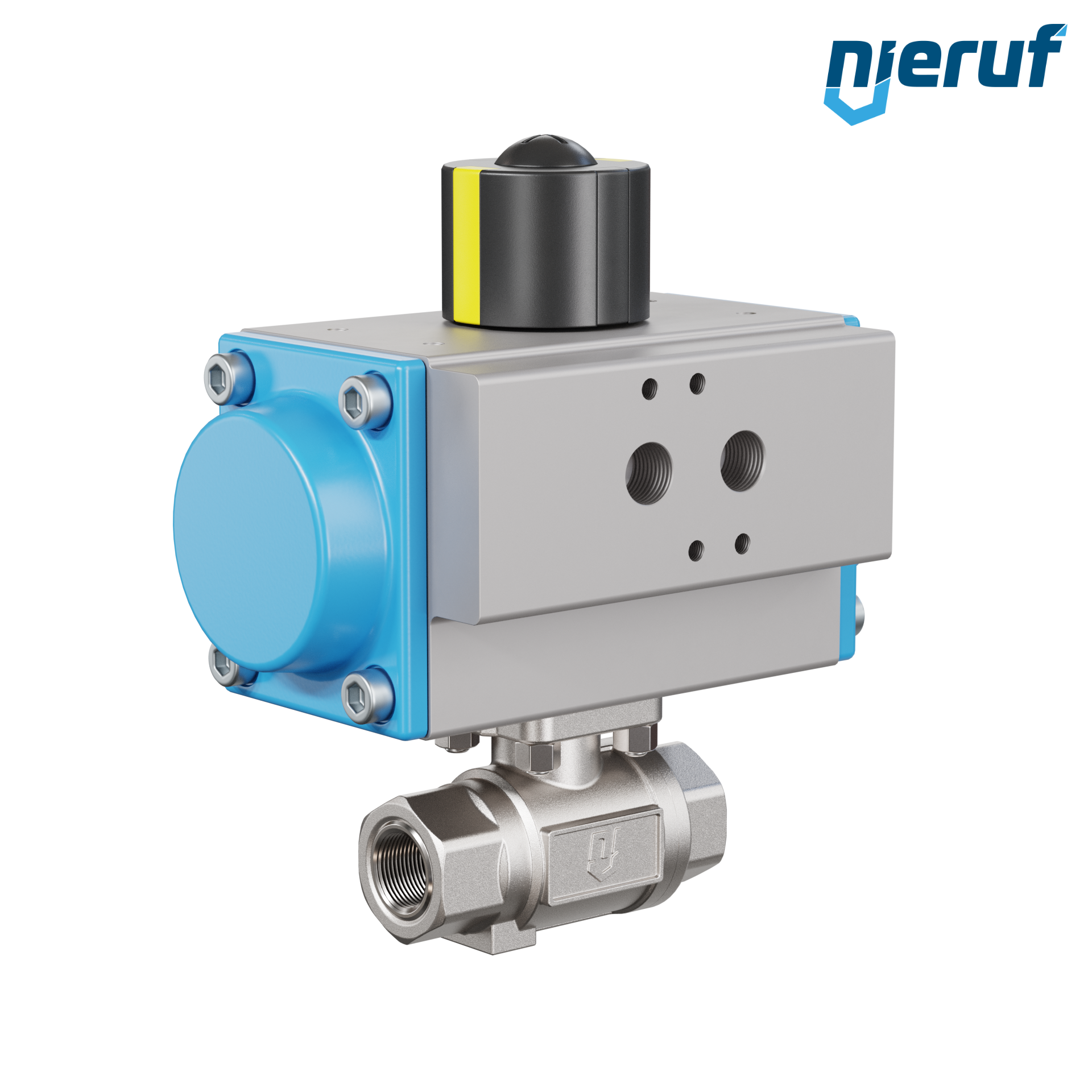 valvola a sfera con attuatore pneumatico DN10 - 3/8" pollici acciaio inossidabile azionamento rotativo a effetto semplice apertura a molla PK02 DVGW W