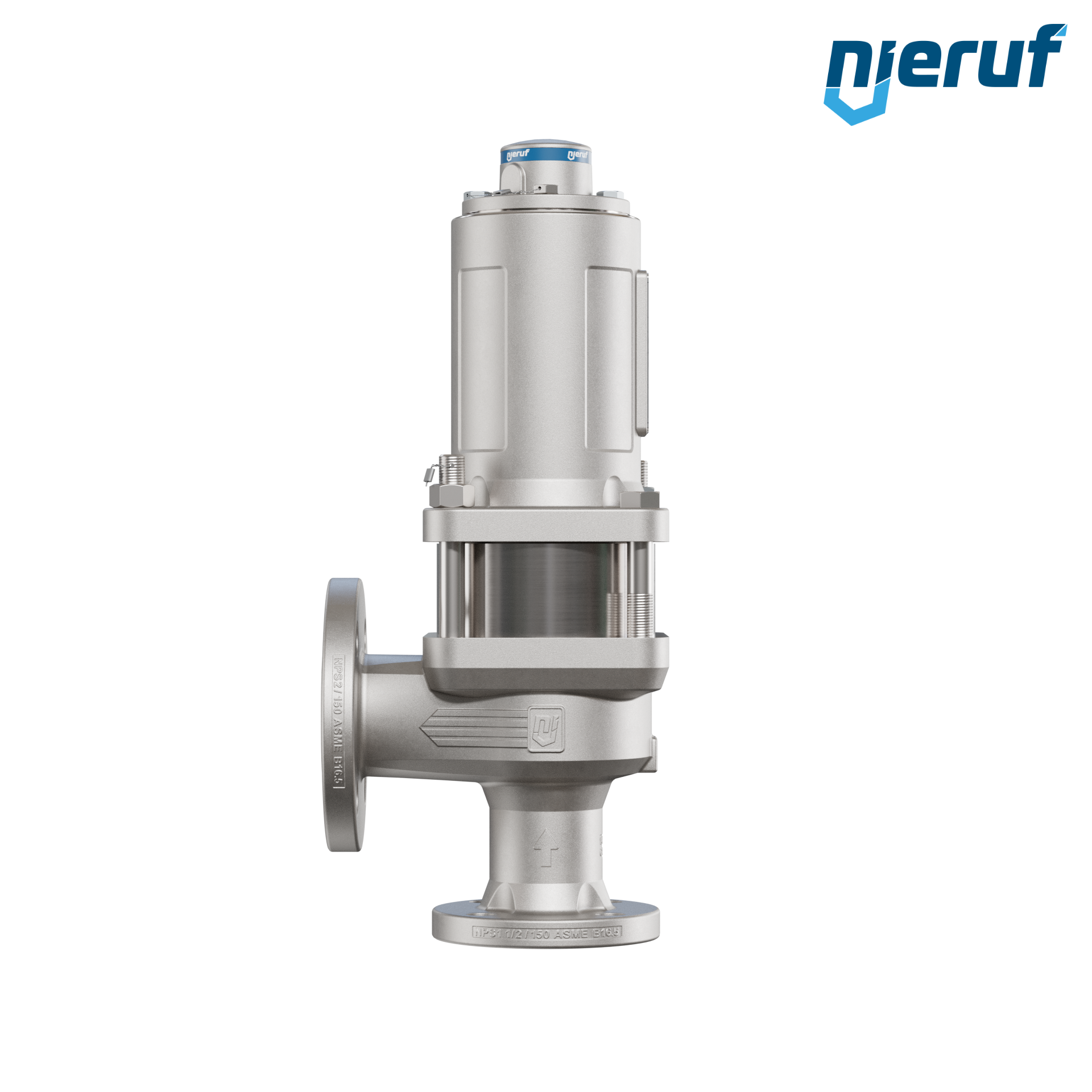 valvola di sicurezza flangiata ASME fluidi liquidi a tenuta di gas manicotto di tenuta ANSI 150 DN32 1 1/2" x 2" SF04, acciaio inossidabile, FFKM, senza dispositivo di sollevamento