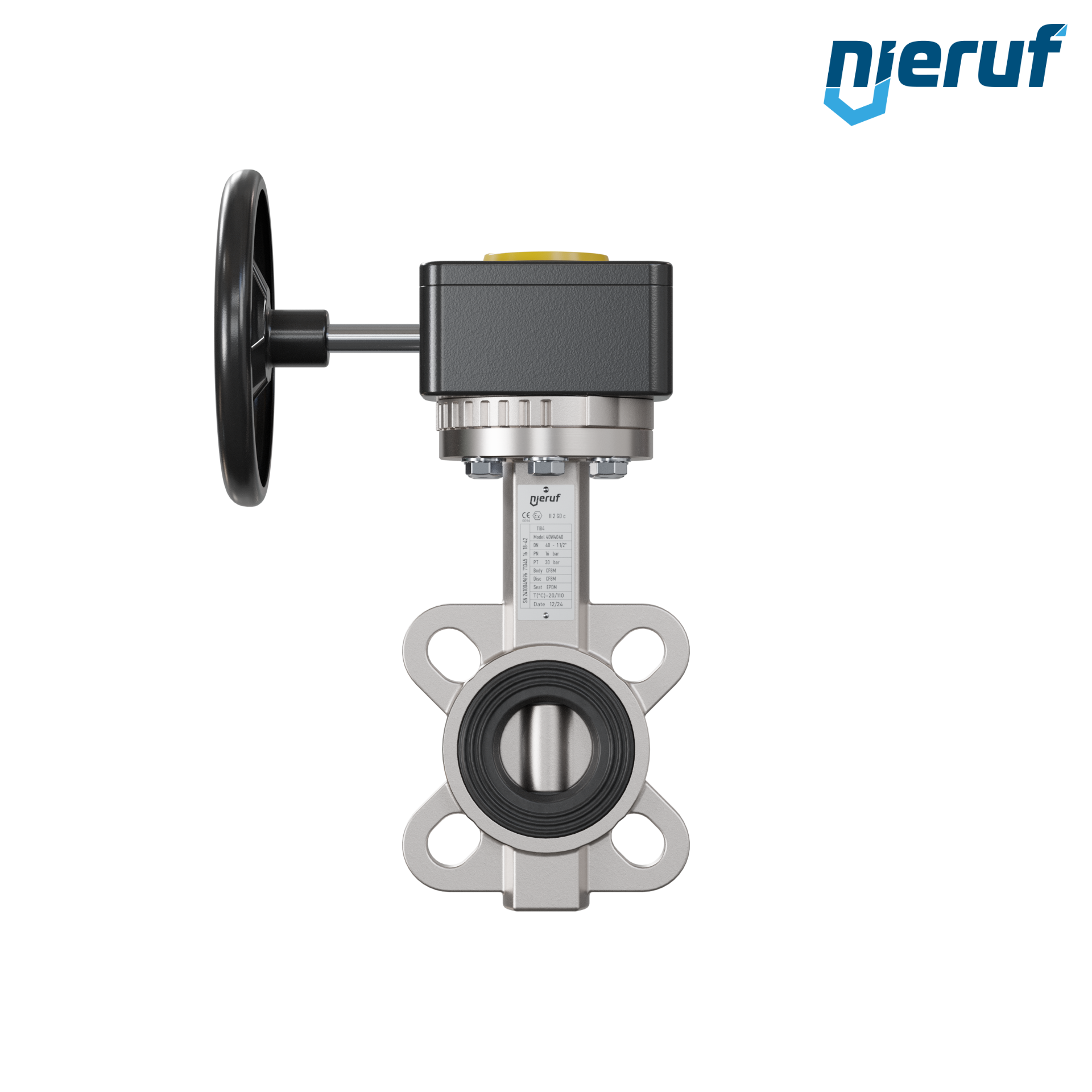valvola a farfalla in acciaio inossidabile DN40 PN16 AK08 EPDM volantino
