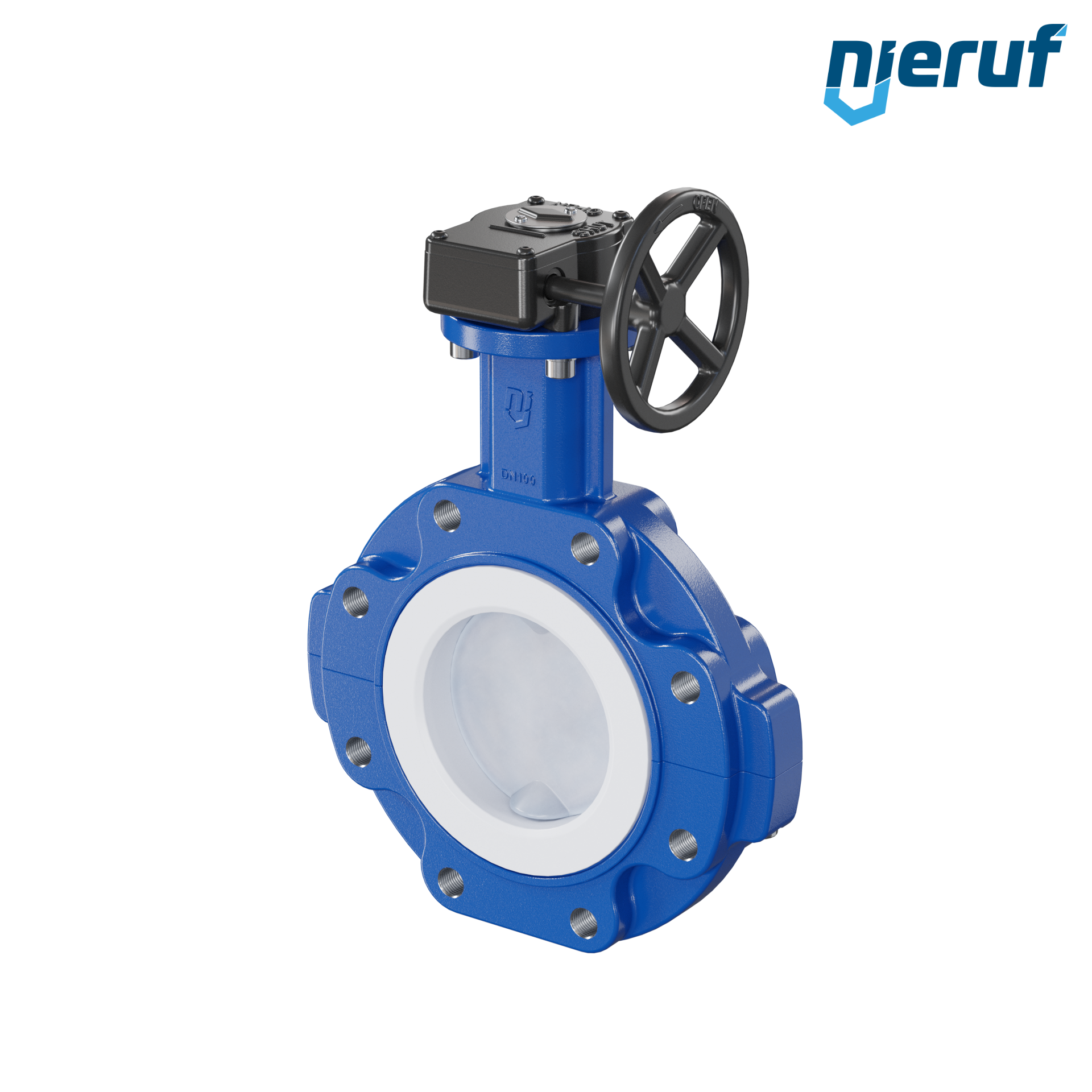 valvola a farfalla PFA PTFE AK10 DN100 ANSI150 volantino manuale inserto in FKM