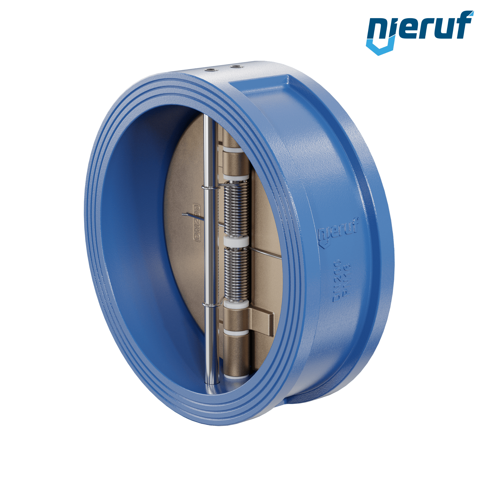valvola di ritegno a doppio battente DN200 ANSI150 DR04 ANSI 150 GGG40 con rivestimento epossidico blu 180µm  EPDM