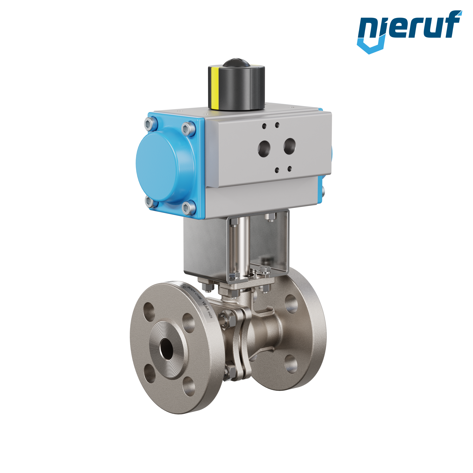 valvola a sfera flangiata DN15 PK05 azionamento rotativo pneumatico a semplice effetto apertura a molla