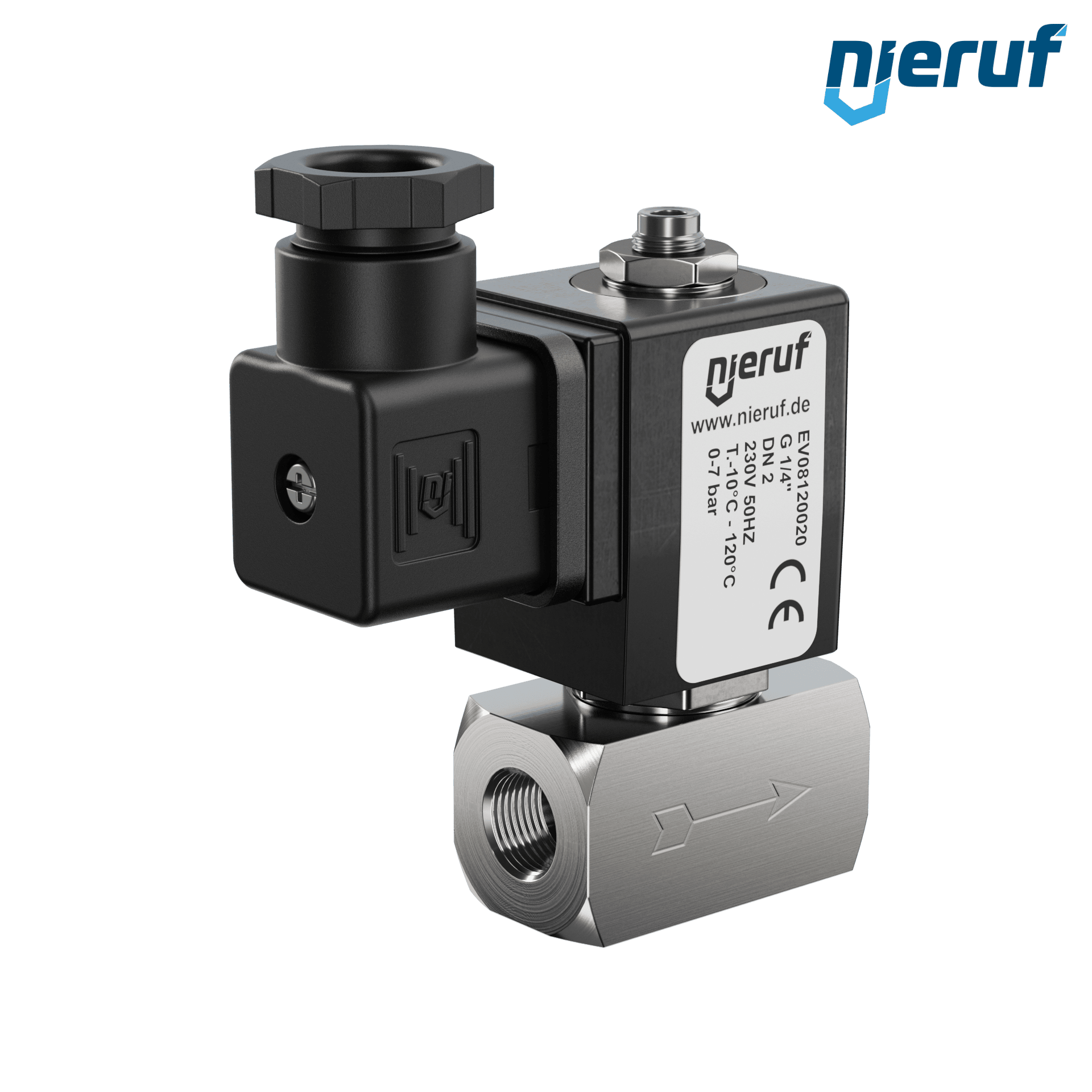 Magnetventil DN2,0 G 1/4" Zoll Edelstahl EV08 FKM 230V 50Hz