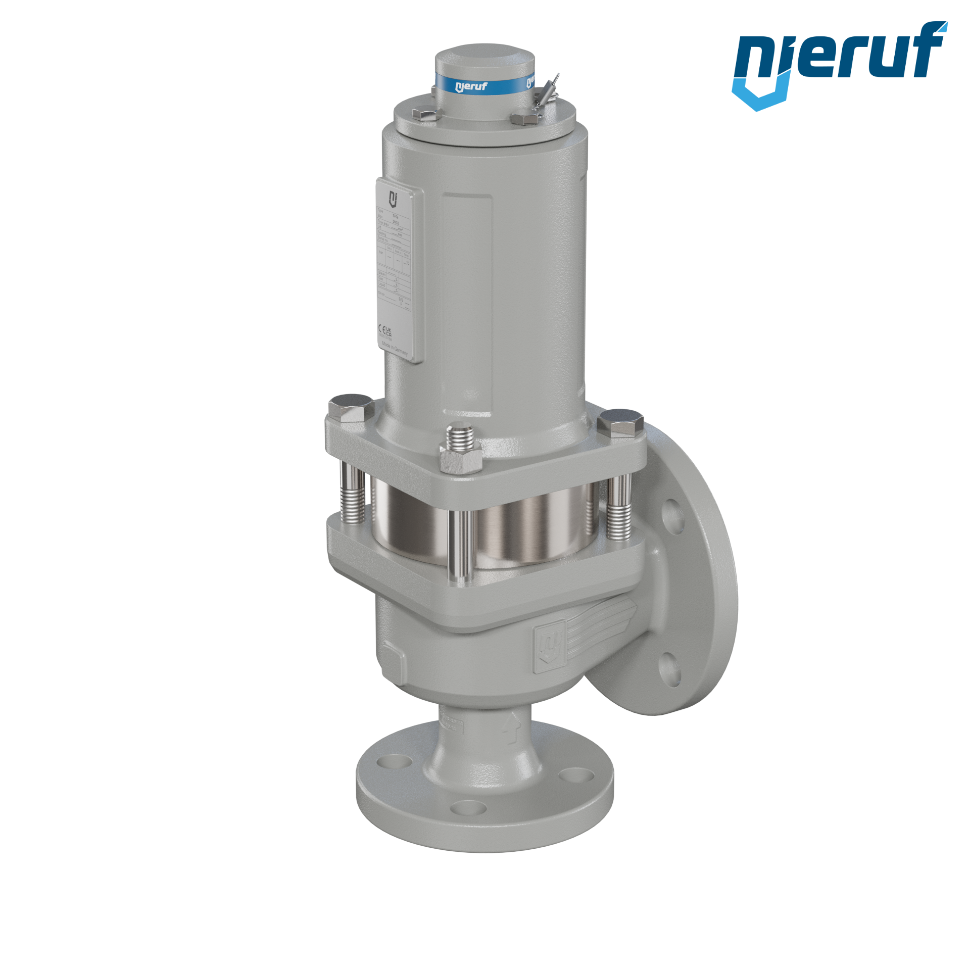 valvola di sicurezza flangiata DN32/DN50 SF06, cappello della molla a tenuta di gas (antigas) & manicotto di tenuta in acciaio inossidabile PTFE, senza dispositivo di sollevamento